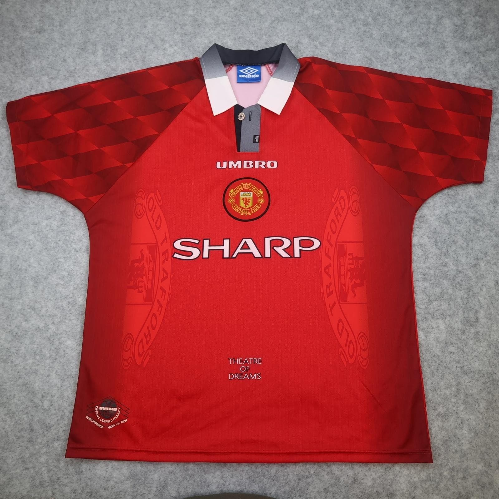Vintage Manchester United Shirt Mens Large Red Home 1996 1998 Umbro Sharp 90s