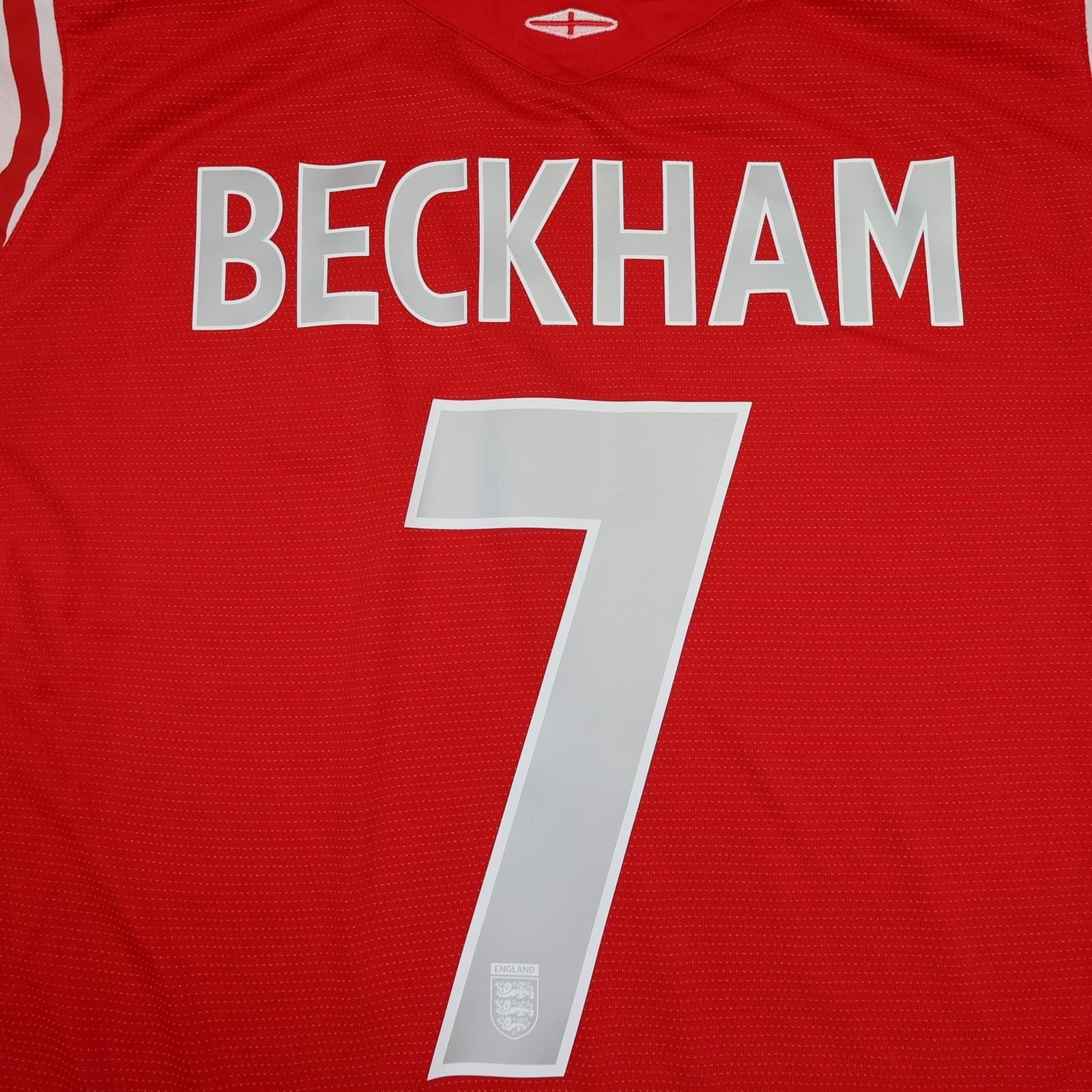 Vintage England Away Shirt Mens XL Red 2004 2006 Football Umbro Beckham 7 Jersey photo 3