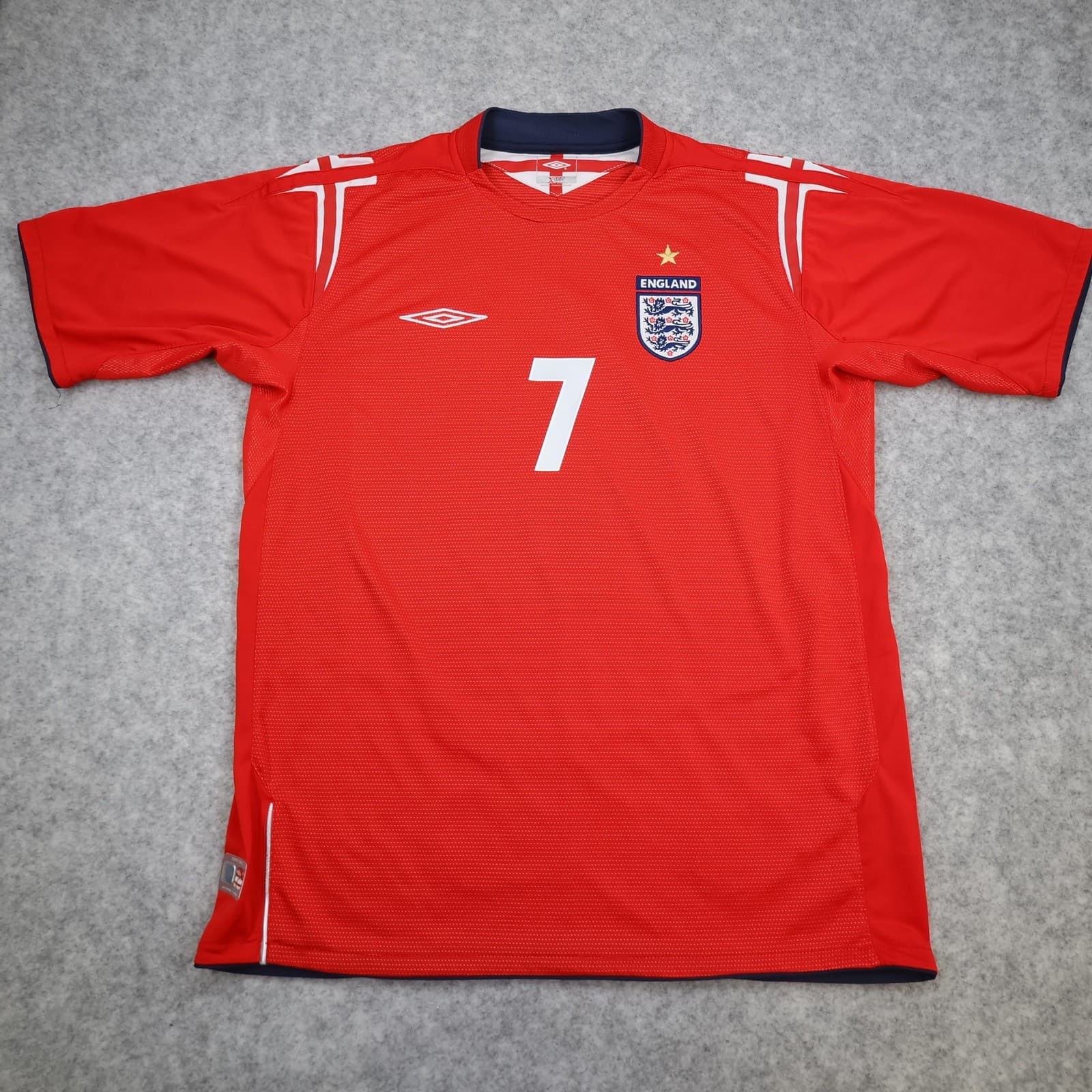 Vintage England Away Shirt Mens Medium Red 2004 2006 Football Umbro Beckham 7 photo 2