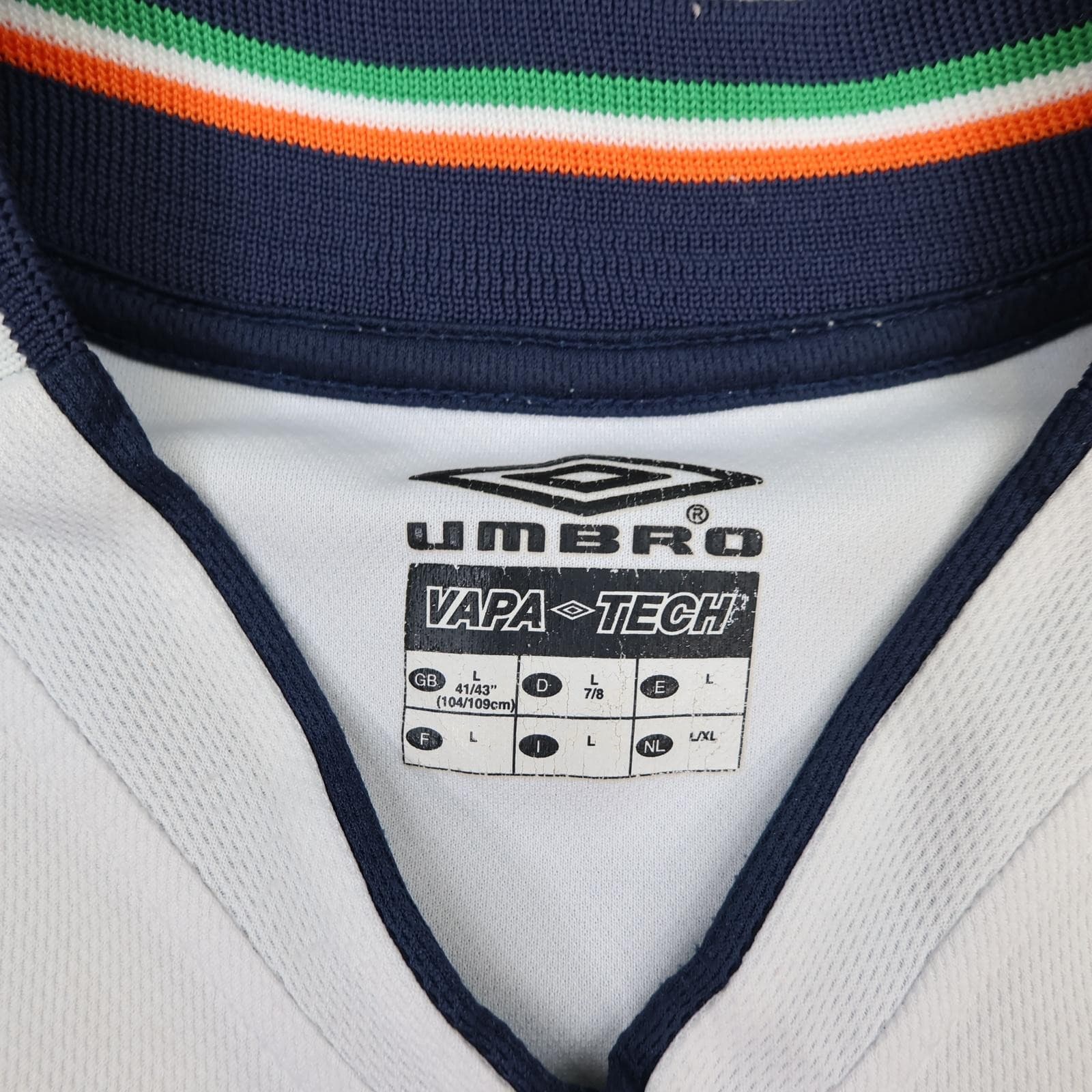 Vintage Ireland Away Shirt Mens Large White 2002 Football Umbro Eircom Jersey photo 6