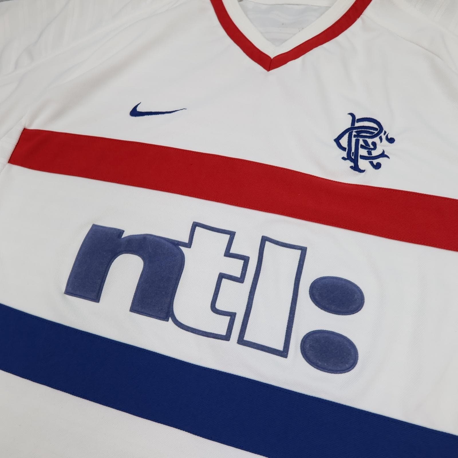Vintage Rangers Shirt Mens Large White Away 2000 2001 Nike Ntl Soccer Jersey 00s photo 3