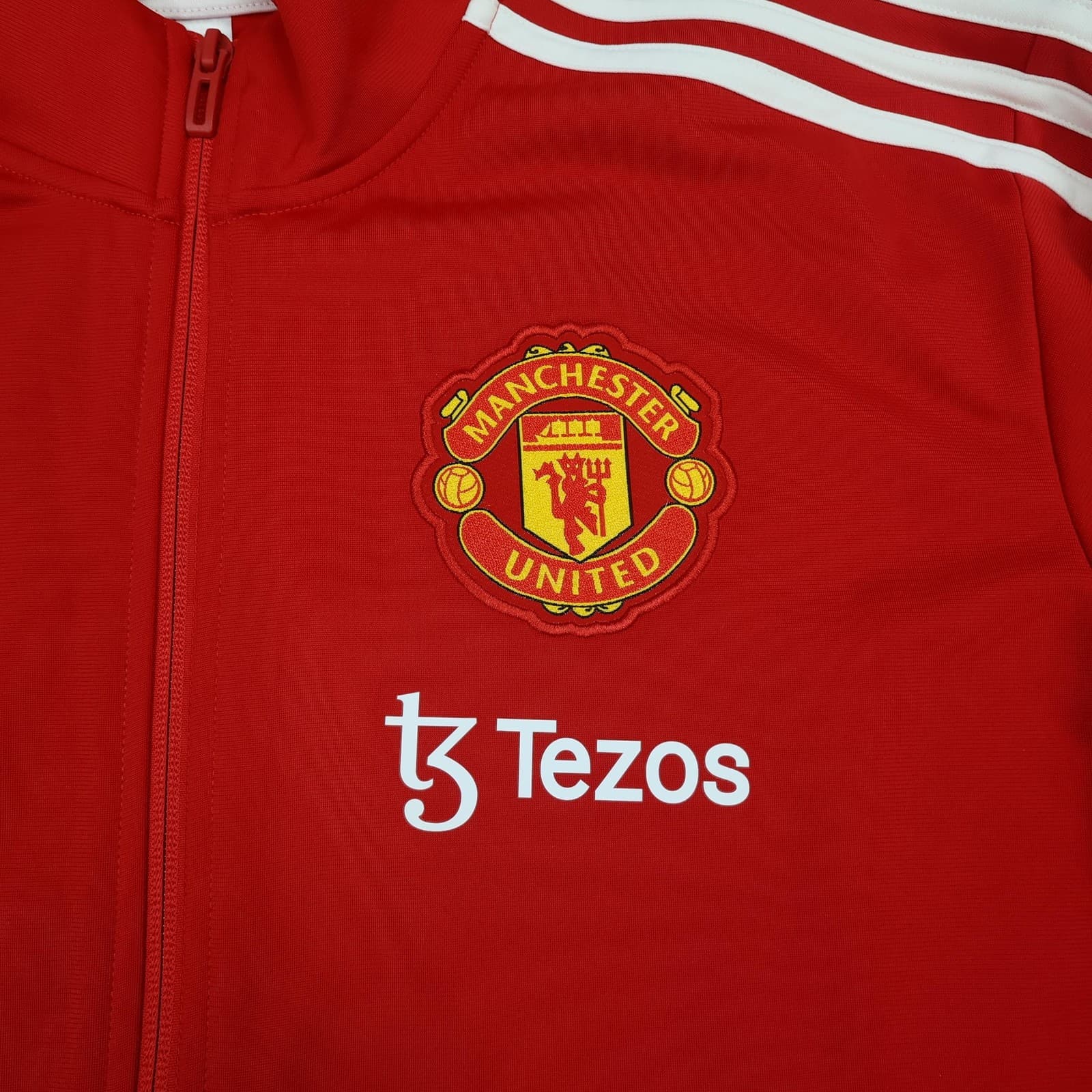 Manchester United Jacket Mens Large Red 2023 2024 Adidas Tezos Track Top photo 3
