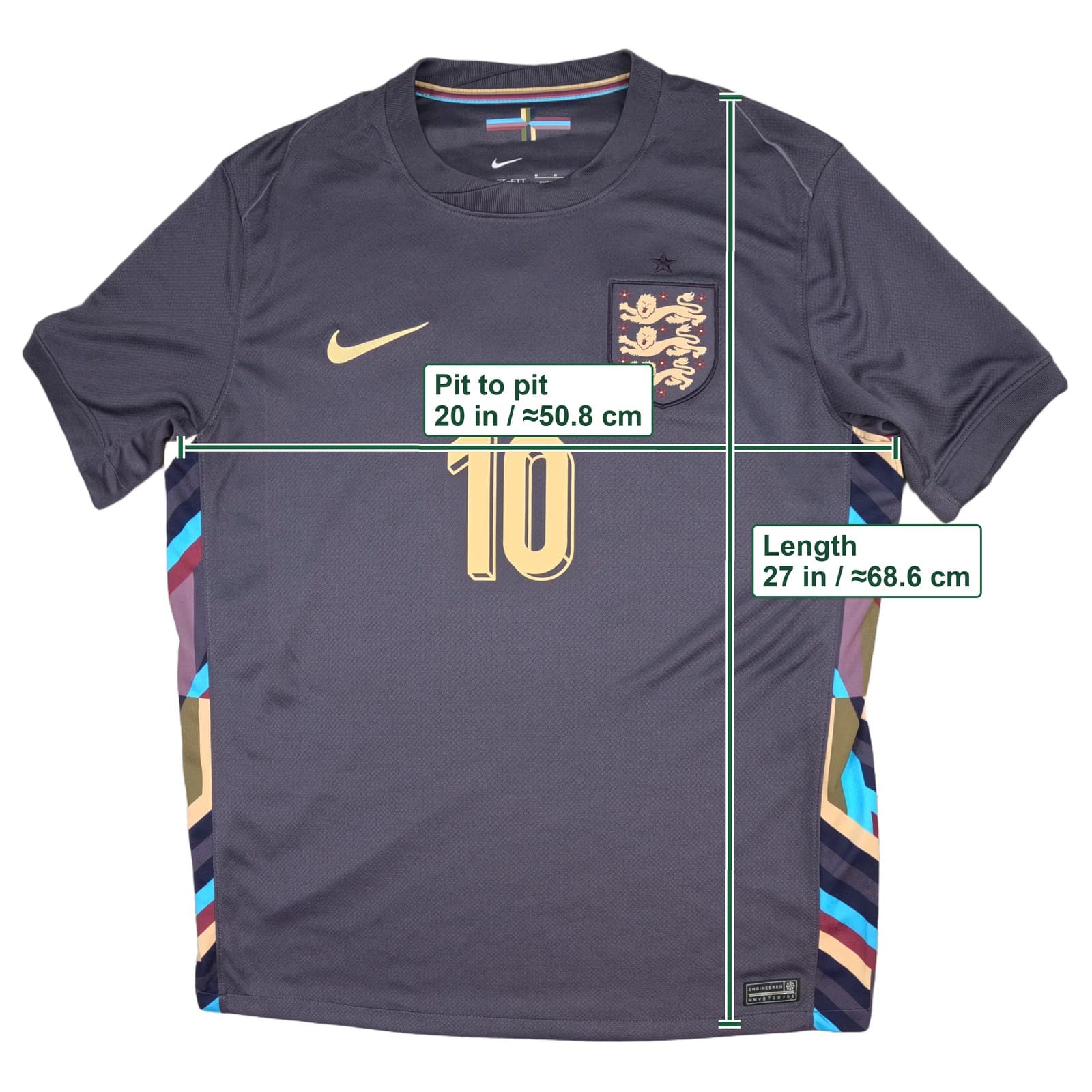 England Football Shirt Medium Away 2024 2025 Nike Jude Bellingham 10 Jersey photo 4