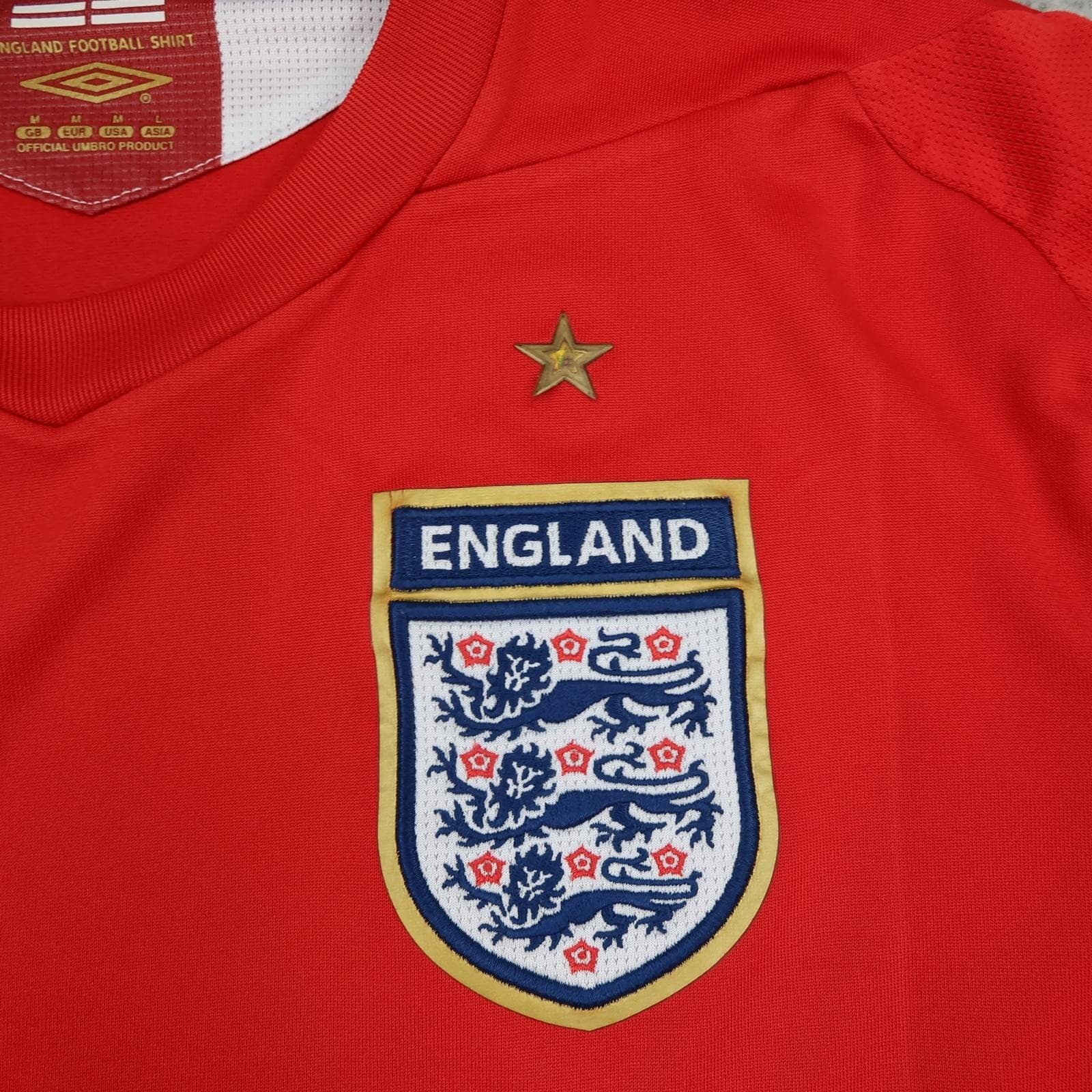 England Away Shirt Mens Medium Red 2006 2008 Football Umbro Rooney 9 Jersey photo 6
