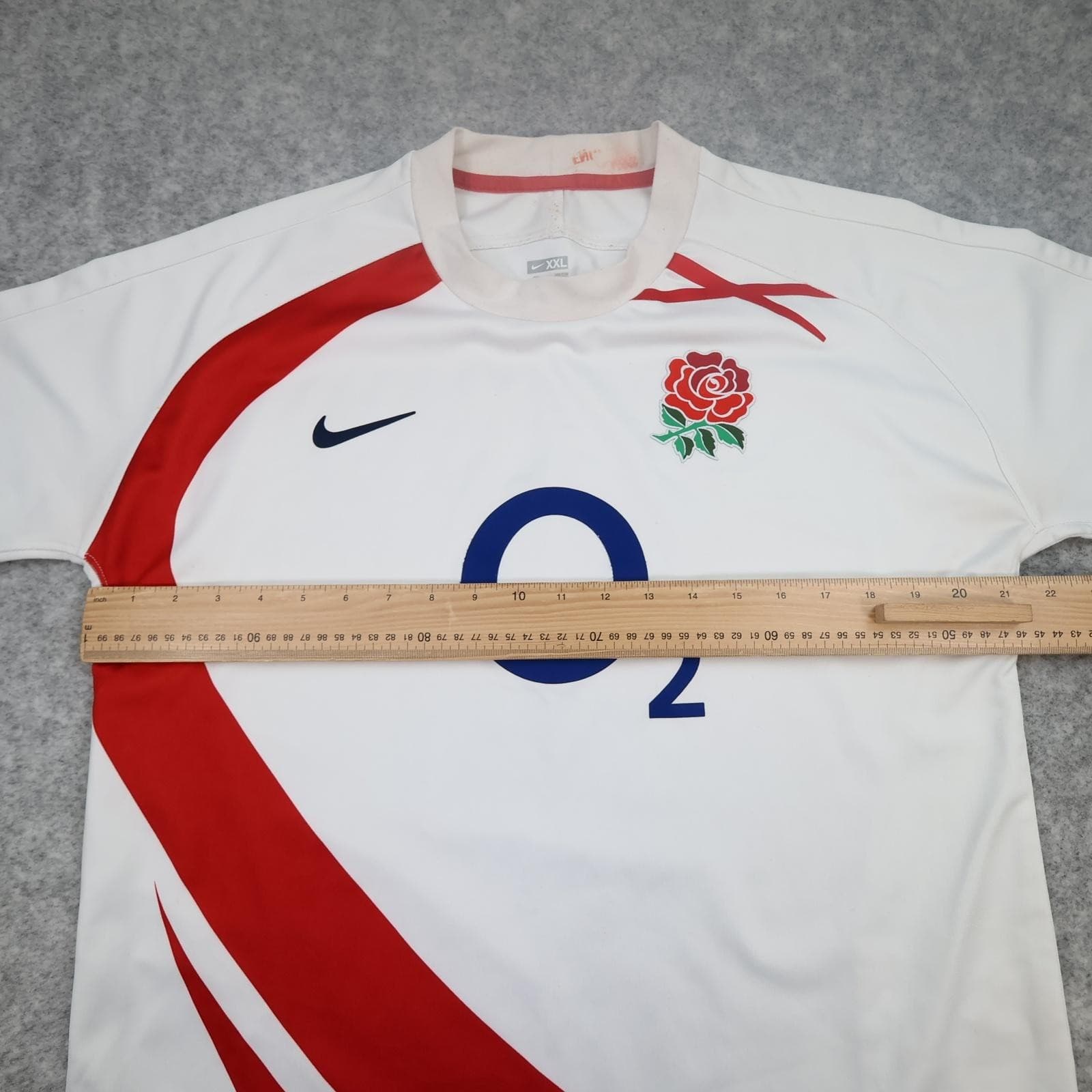 England Rugby Shirt Mens 2XL White Red 2007 2008 Rugby Union Nike O2 Jersey photo 8