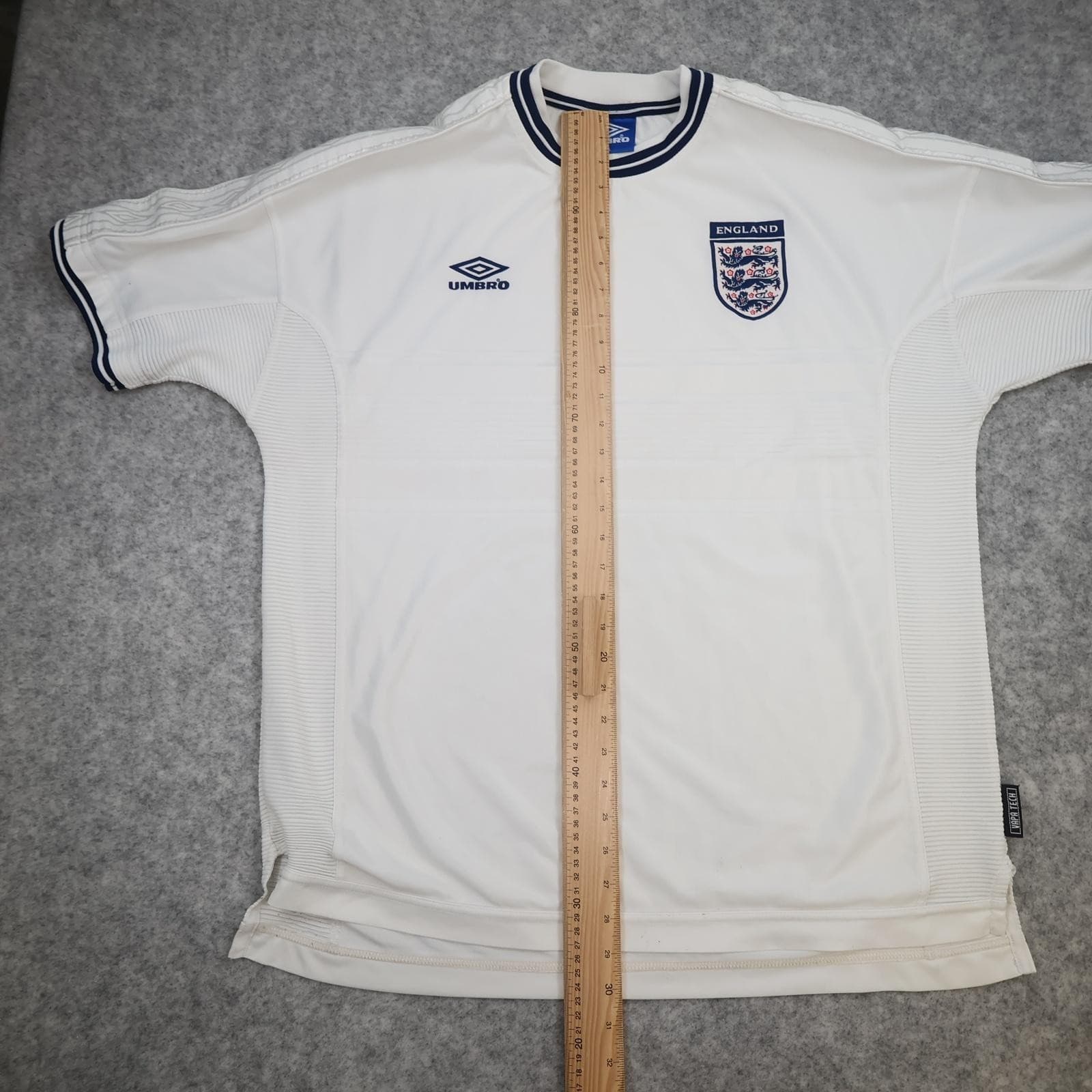 England Home Shirt Mens 2XL White 1999 2001 Three Lions Umbro VAPA TECH Jersey photo 12