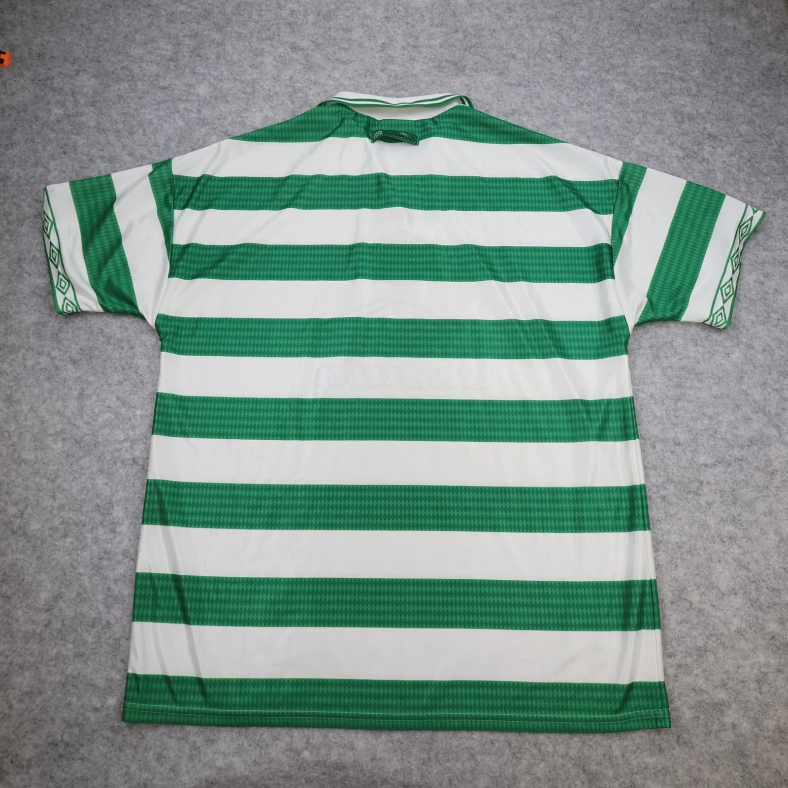 Celtic Football Shirt Extra Large Green Striped Home Kit 1997 1998 Umbro Jersey photo 2
