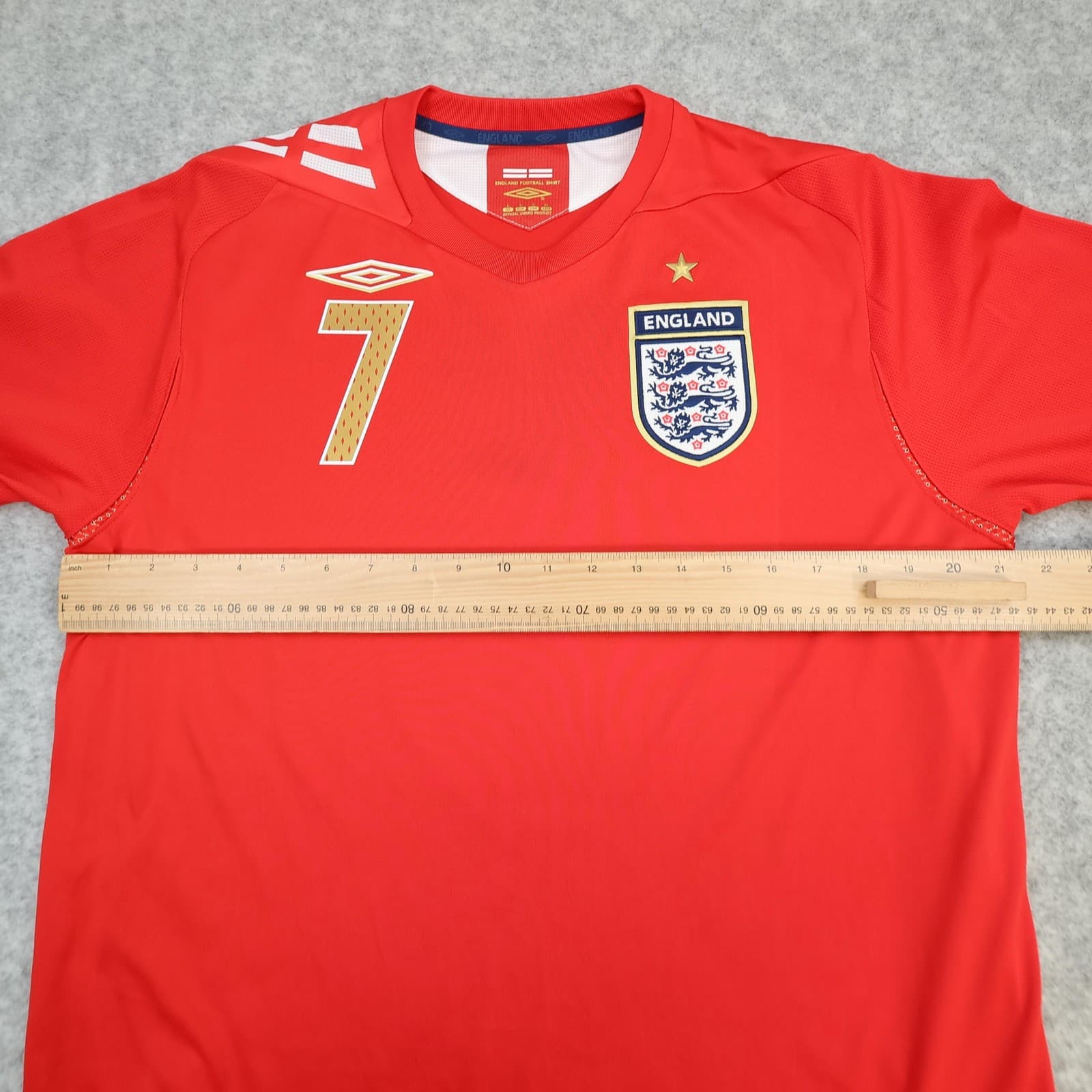 England Away Shirt Mens Large Red 2006 2008 Football Umbro Beckham 7 Jersey photo 8