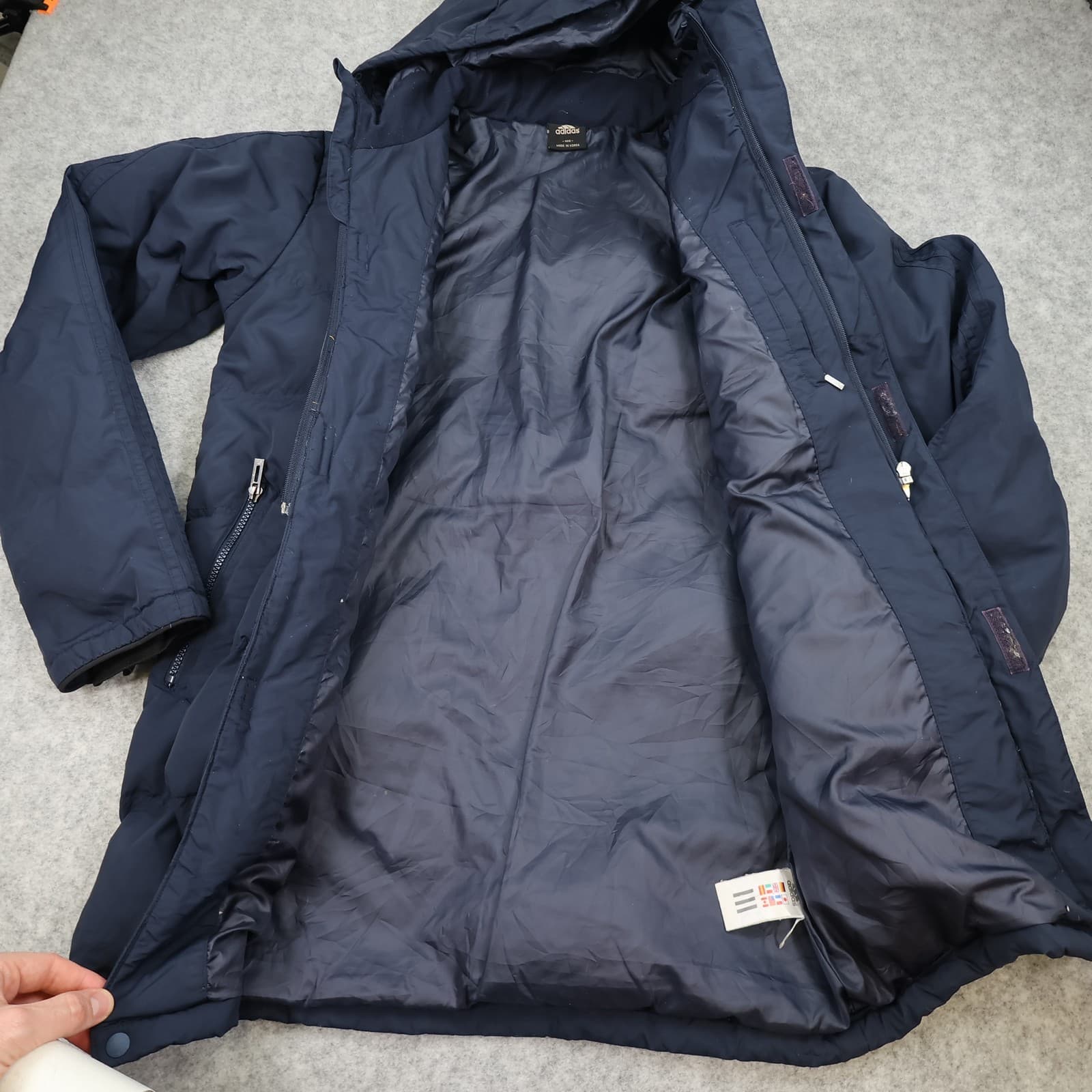 Vintage Real Madrid Jacket Mens Medium Navy Football Hooded Padded Winter Coat photo 4