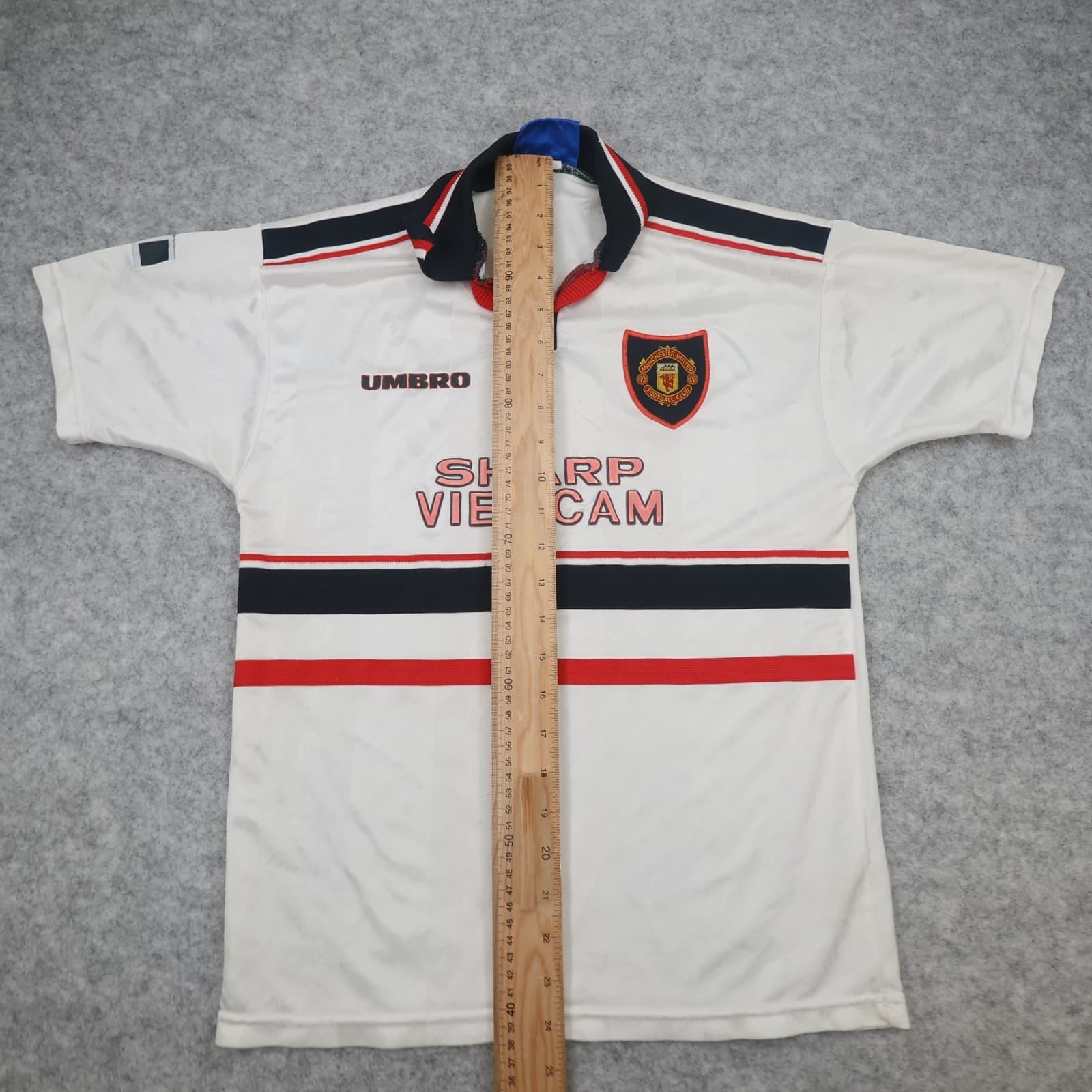 Vintage Manchester United Shirt Kids Large White Away Kit 1997 1999 Umbro Jersey photo 11