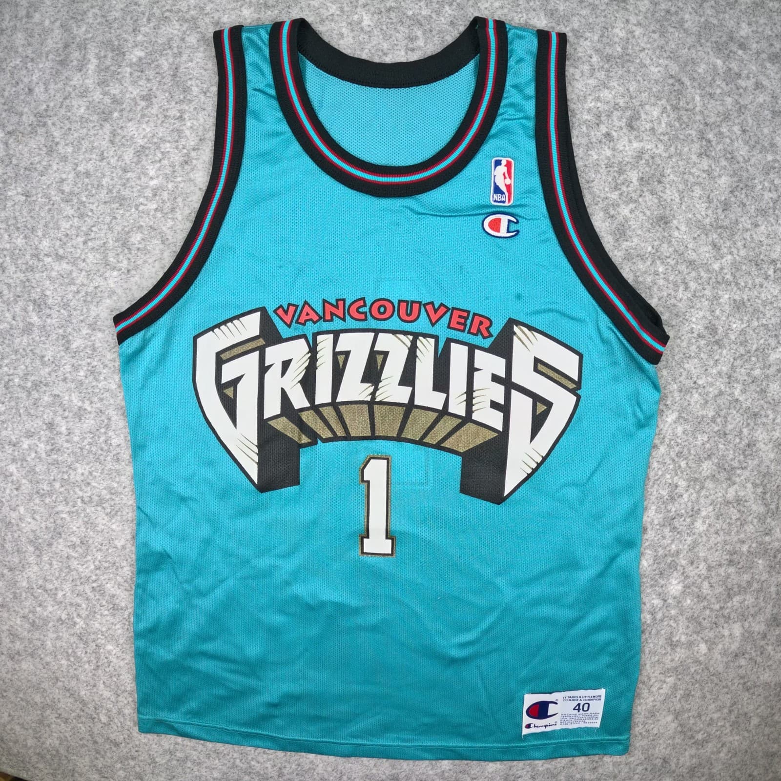 Vancouver Grizzlies Basketball Jersey 40 Turquoise Champion 1 Sleeveless