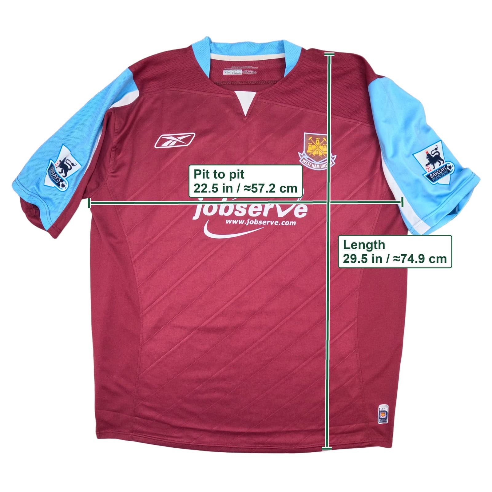 West Ham United Football Shirt Extra Large Home 2005 2007 Reebok Tevez 32 photo 3