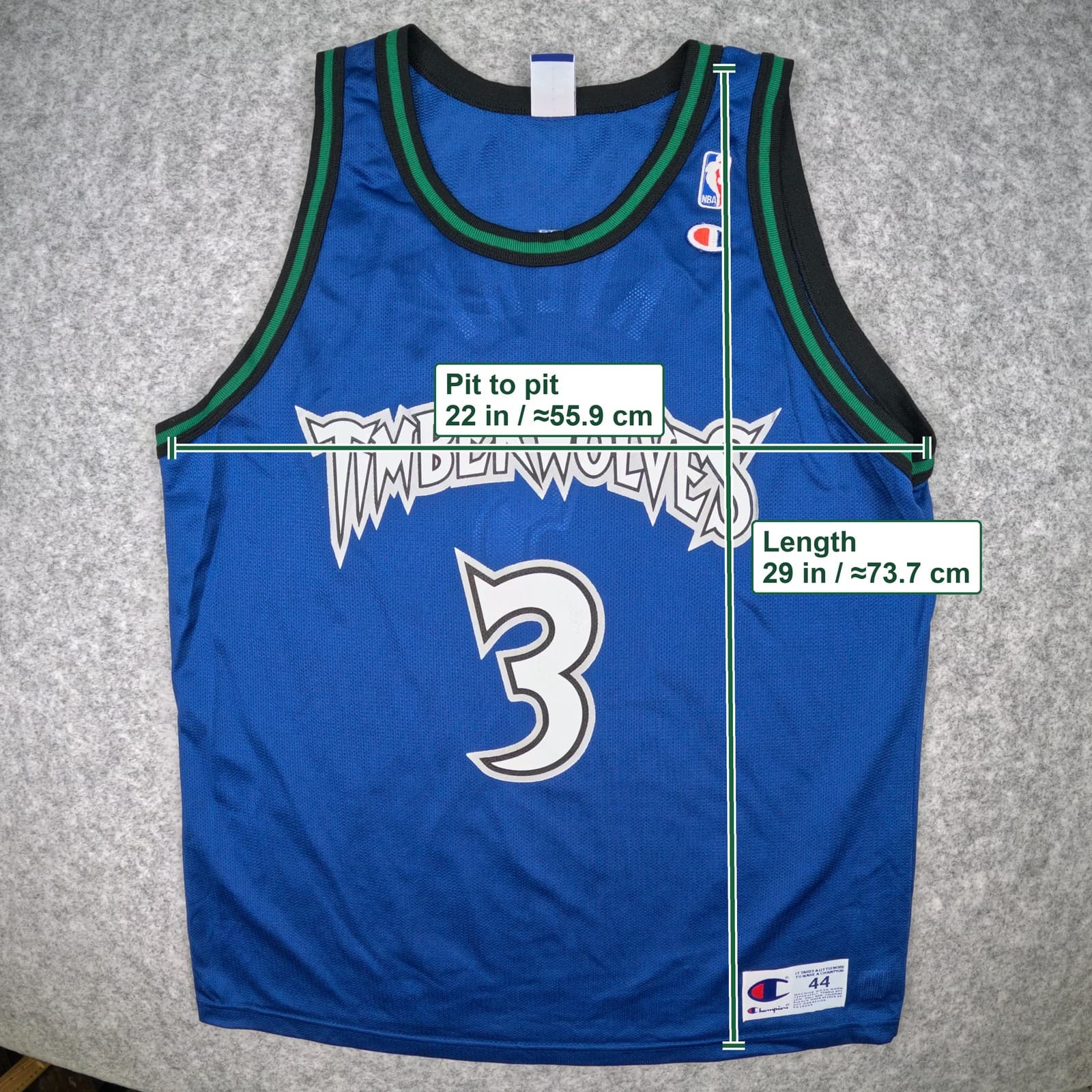 Minnesota Timberwolves Basketball Jersey Large Blue Champion Avery 3 Sleeveless photo 3