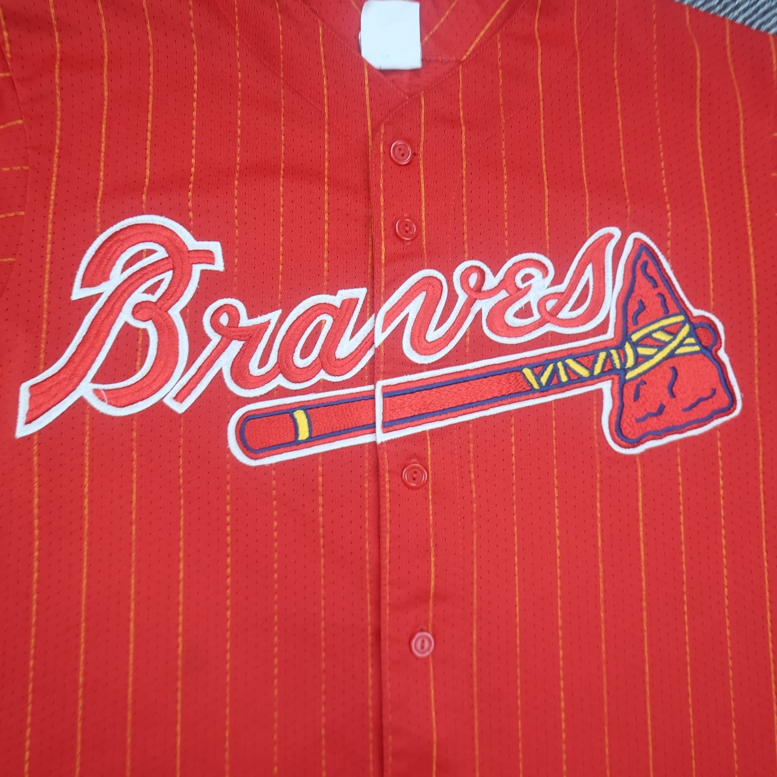 Vintage Atlanta Braves Jersey Extra Large Red Majestic Baseball MLB Shirt photo 4