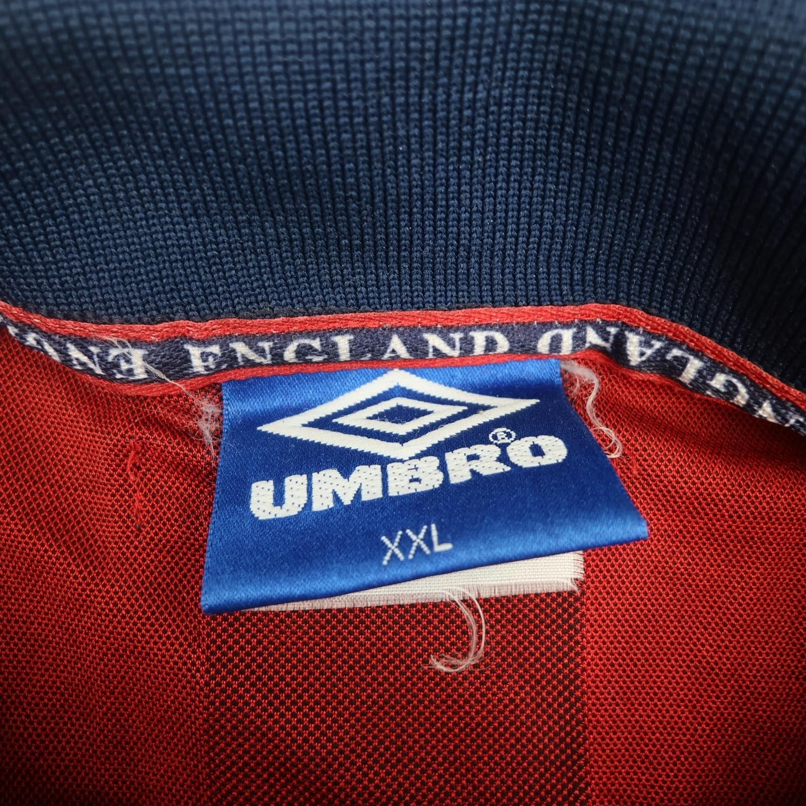 Vintage England Away Shirt Mens 2XL Red 1997 1999 Football Umbro Jersey photo 5