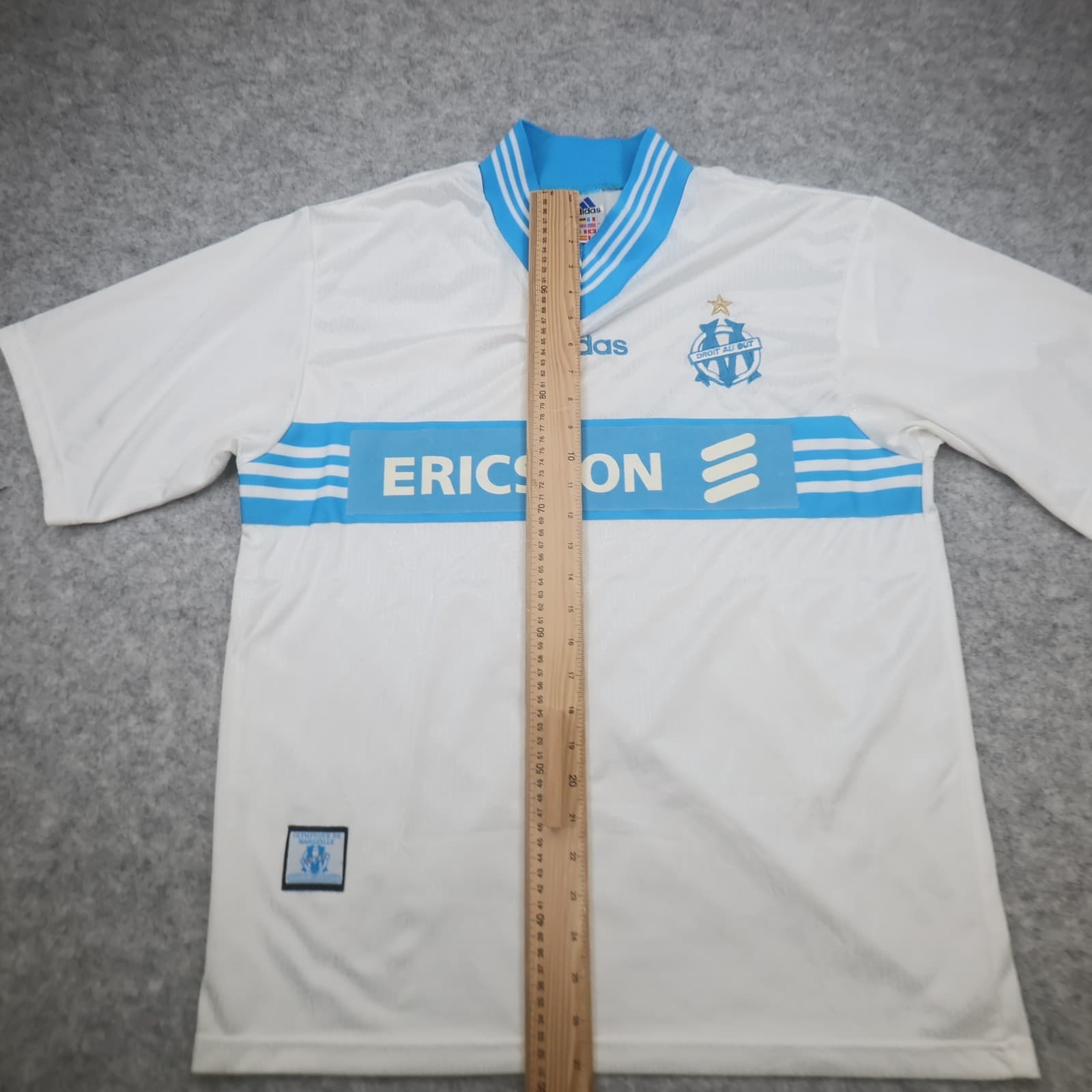 Vintage Marseille Football Shirt Large White Home Kit 1997 1998 Adidas Jersey photo 10