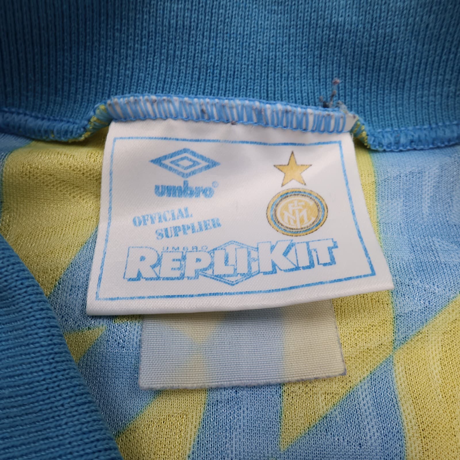 Vintage Inter Milan Shirt Yellow Third Umbro Football Soccer Jersey 1991 1992 photo 9