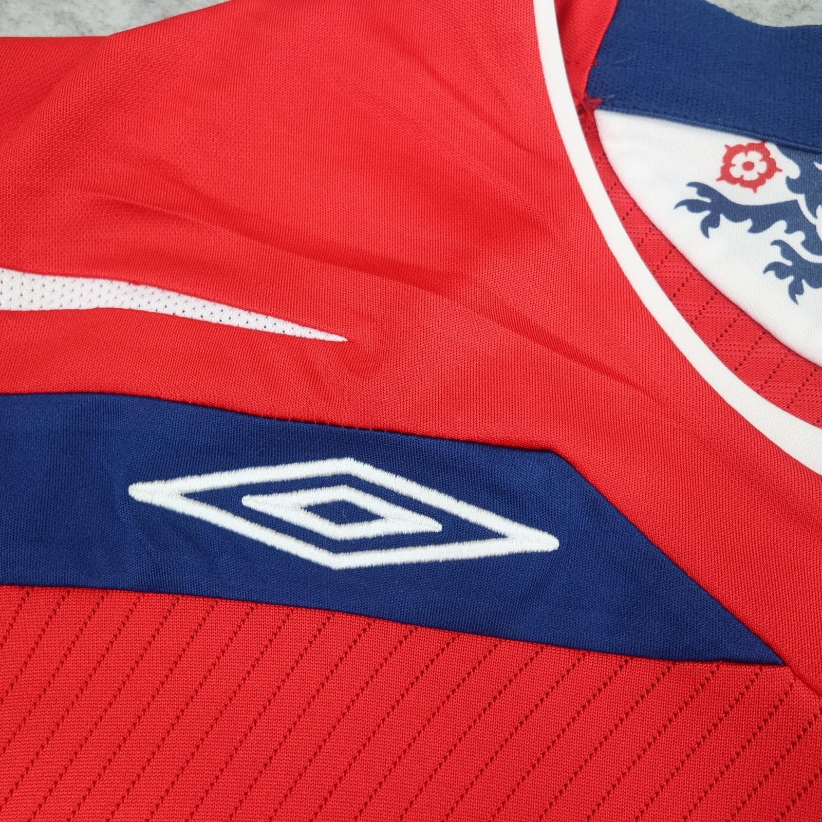 England Away Shirt Mens 2XL Red 2006 2008 Football Umbro Beckham 7 Jersey photo 8