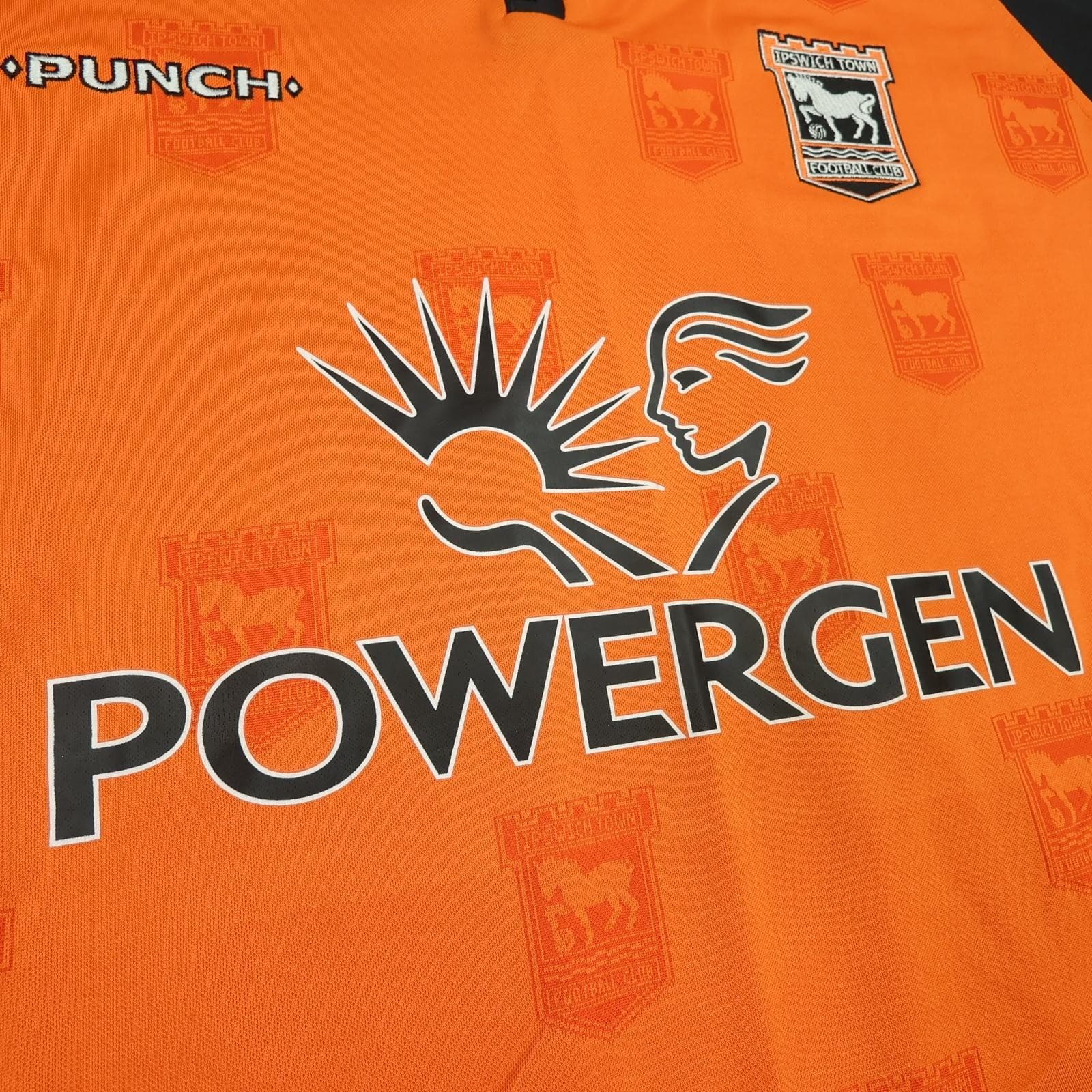 Ipswich Town Shirt Mens Large Orange Away 2004 2006 Punch Powergen Soccer Jersey photo 7