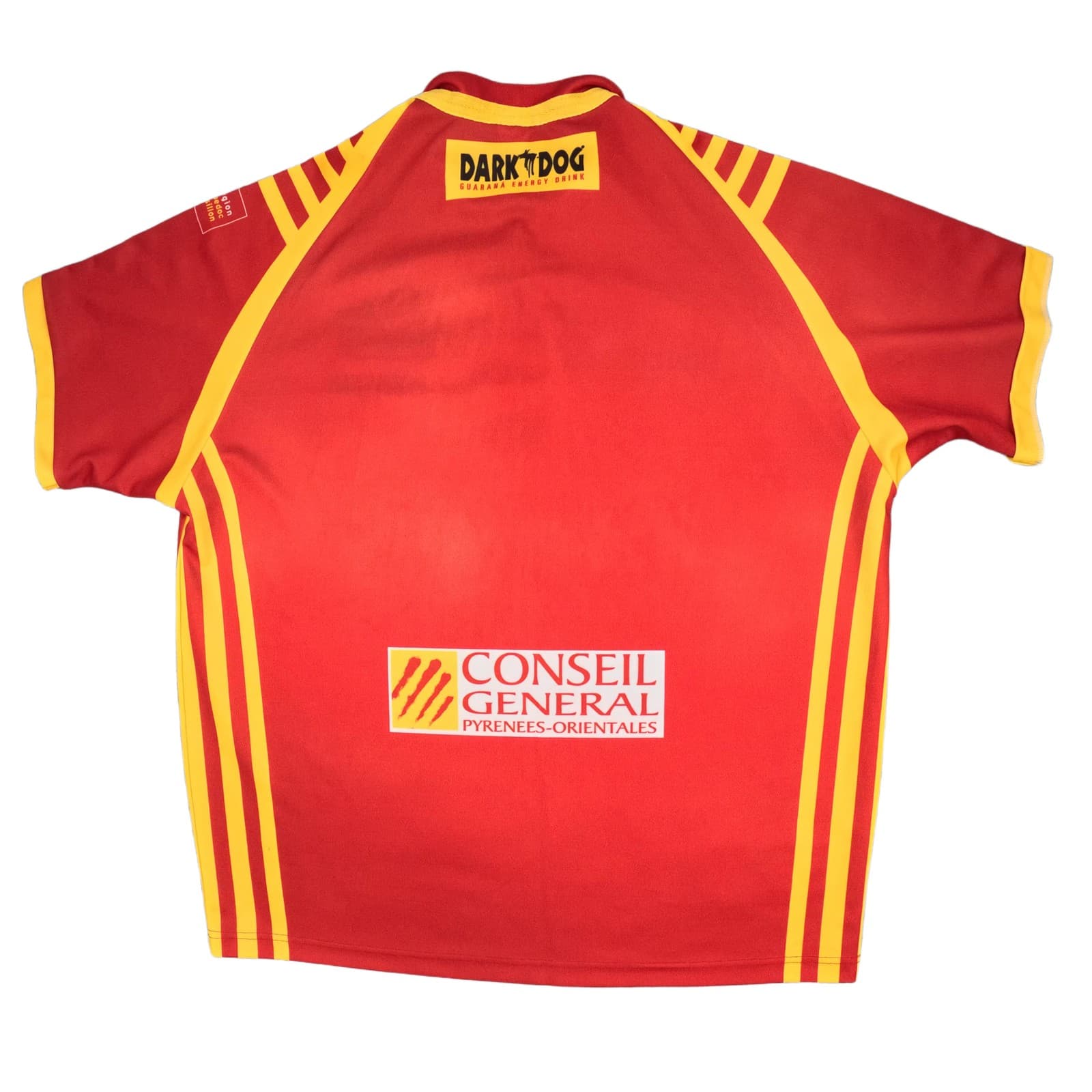 Catalans Dragons Rugby League Shirt Adult Large Yellow Striped 2007 ISC Button photo 2