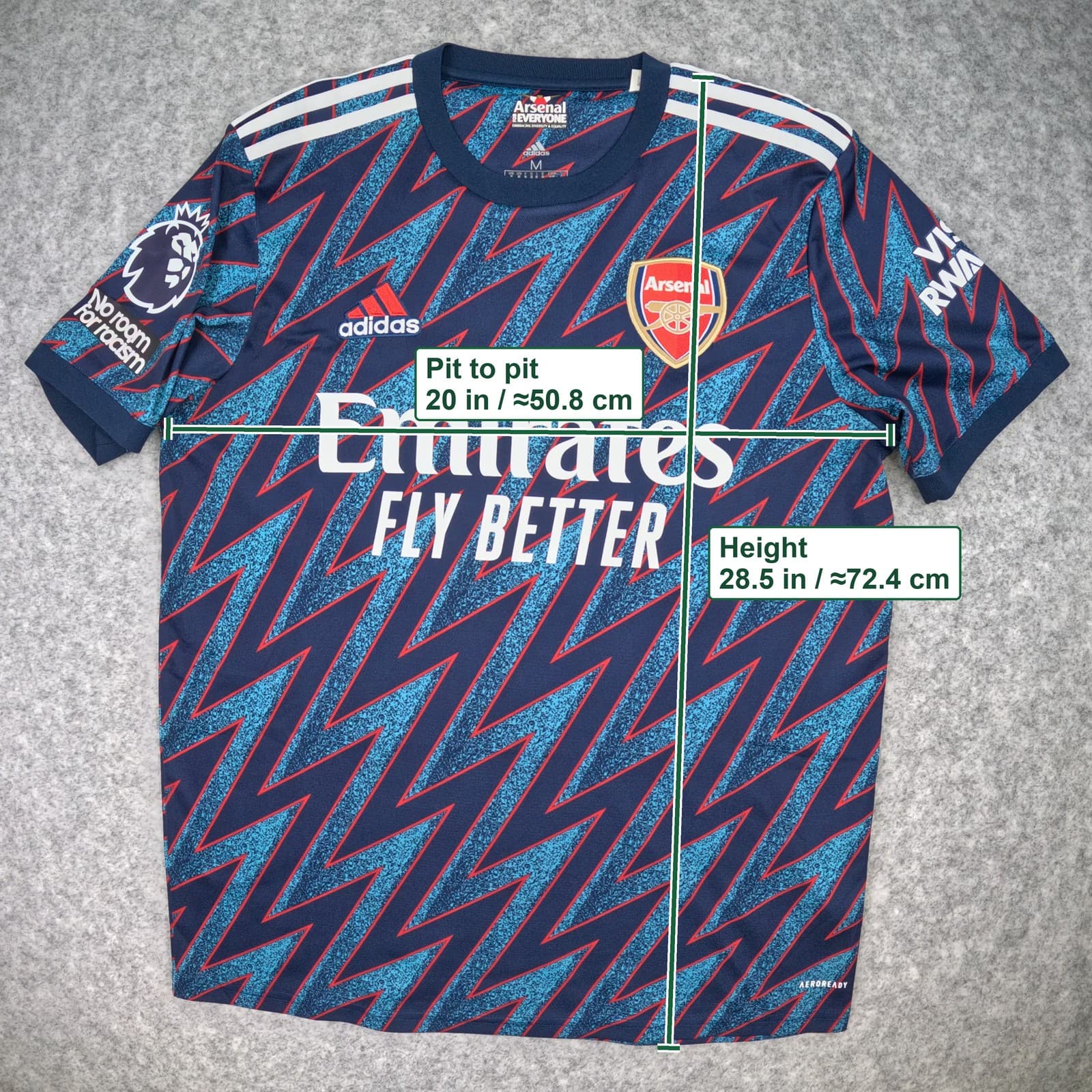 Arsenal Football Shirt Medium Blue Third 2021 22 adidas Saka 7 Soccer Jersey photo 3