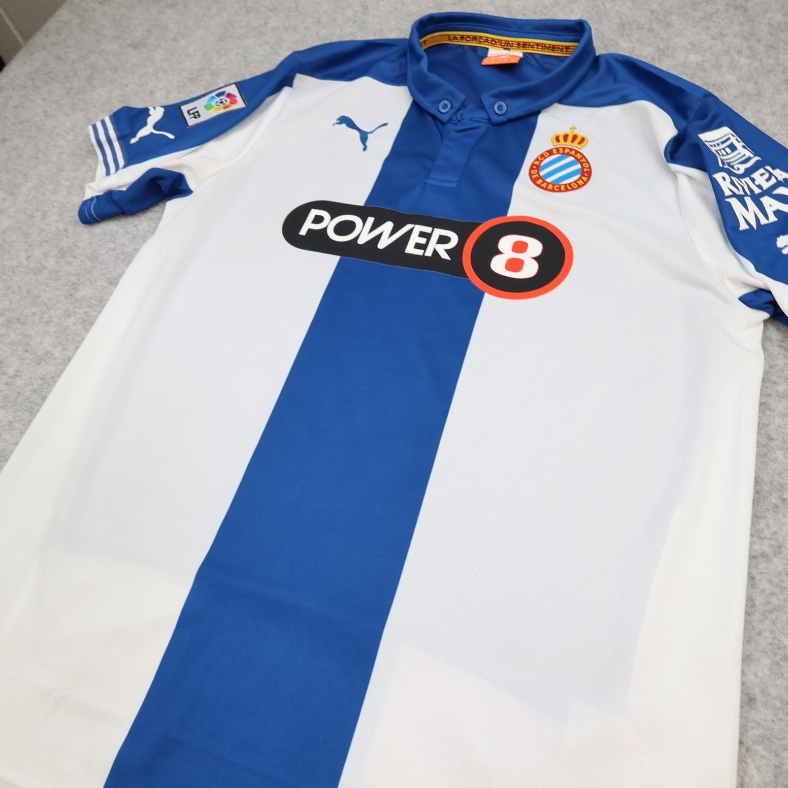 Espanyol Shirt Mens Medium White Home 2014 2015 La Liga Puma Soccer Jersey photo 3
