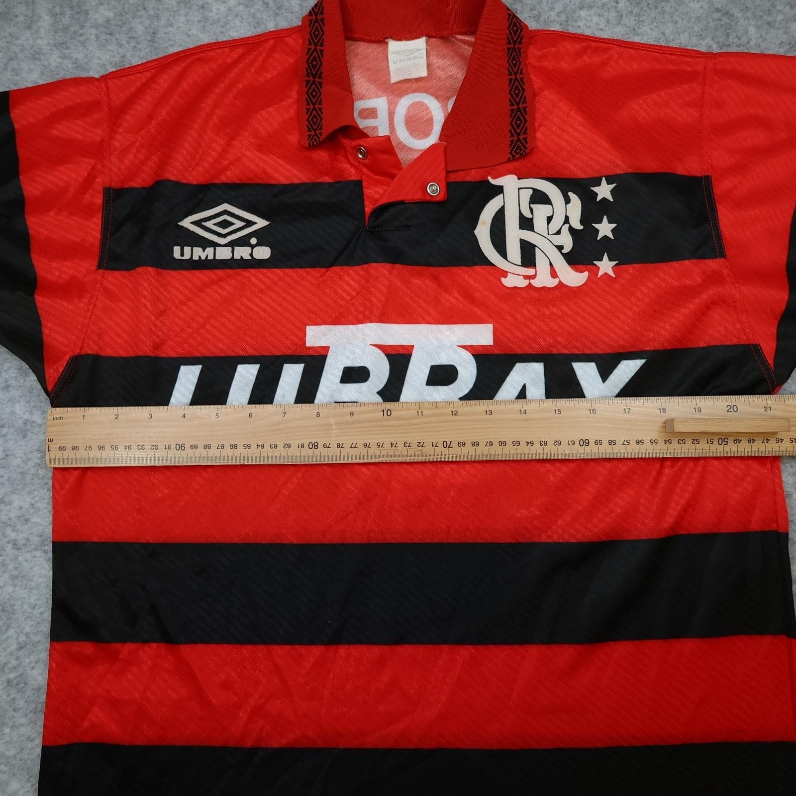 Vintage Flamengo Shirt Mens Medium Red Black Home 1993 1994 Umbro Lubrax 5 photo 10