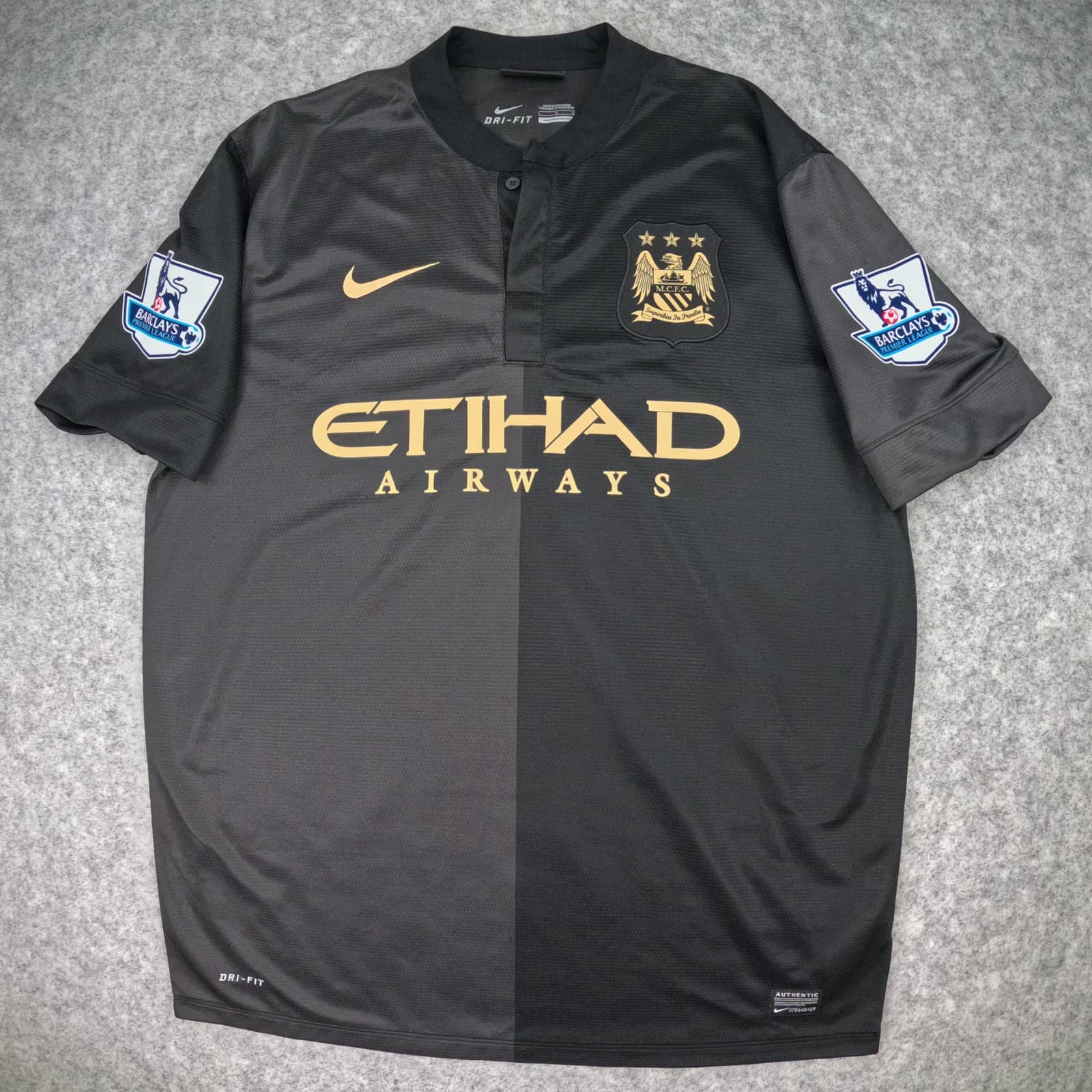 Manchester City Football Shirt Large Black Away 2013 2014 Nike Kompany 4 Jersey photo 2