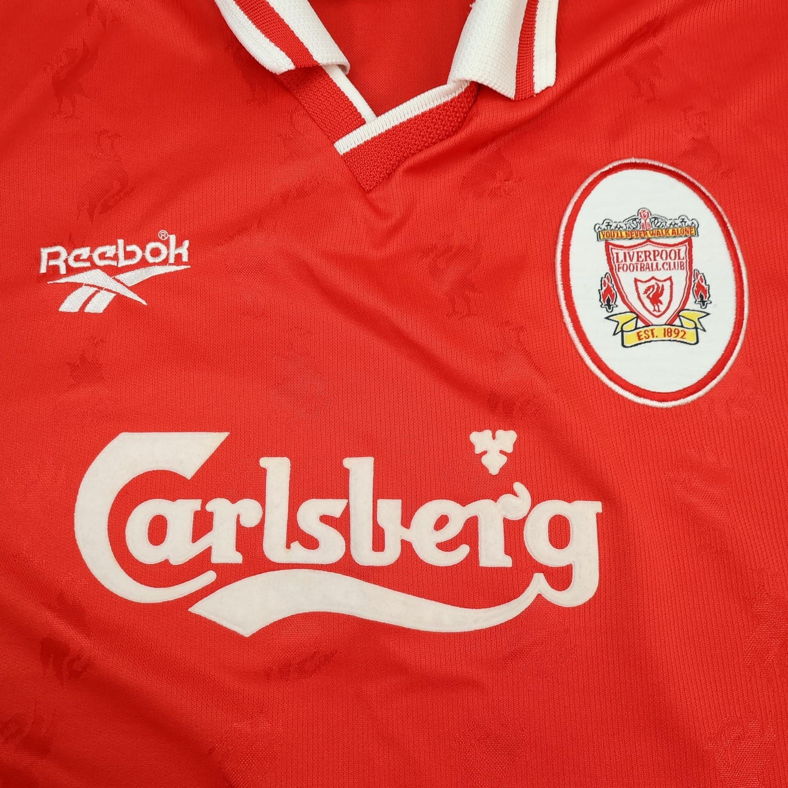 Vintage Liverpool Shirt Mens 2XL Home 1996 1998 Reebok Carlsberg Soccer Jersey photo 3