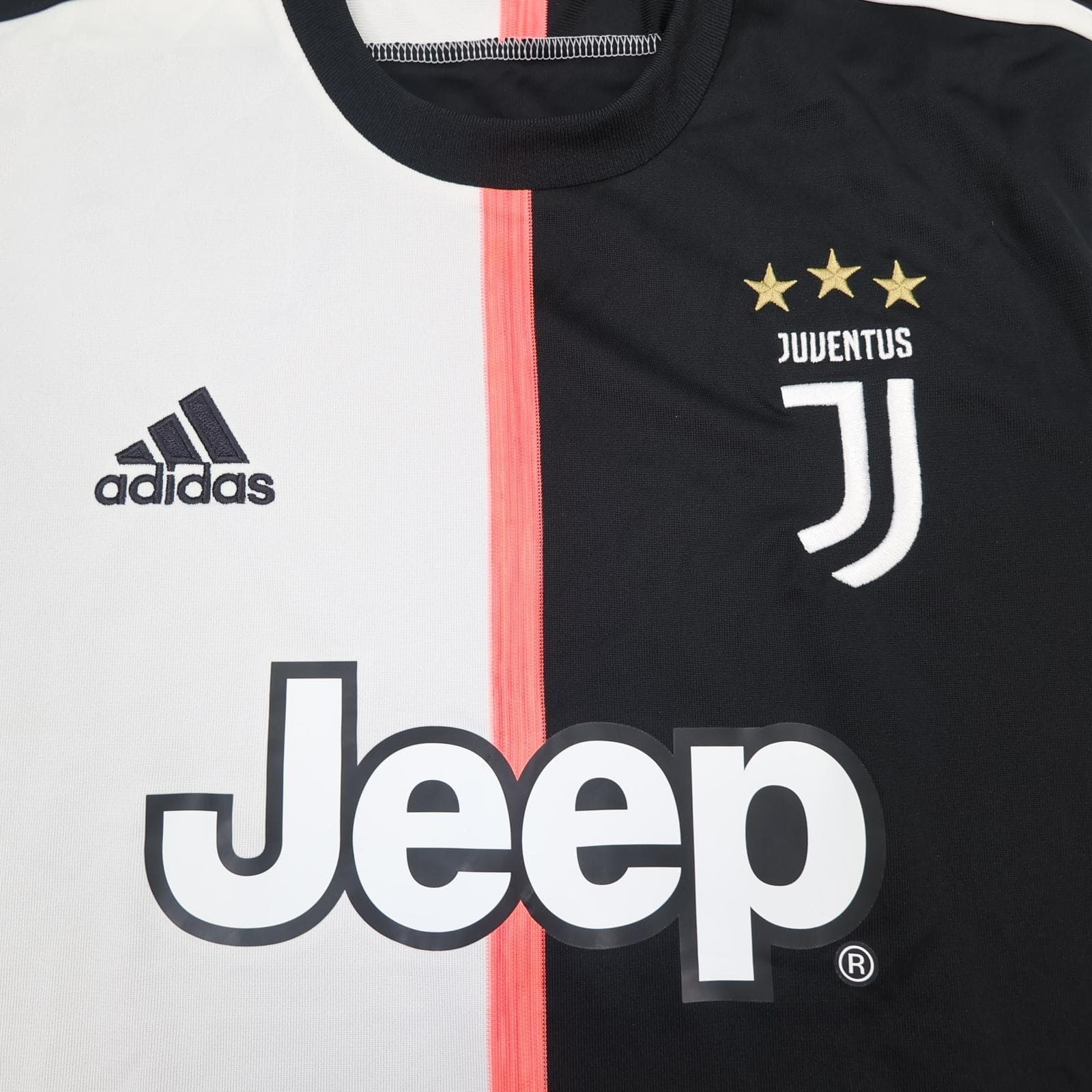 Juventus Shirt Mens Large Black White Home 2019 2020 Football Adidas Jeep photo 3