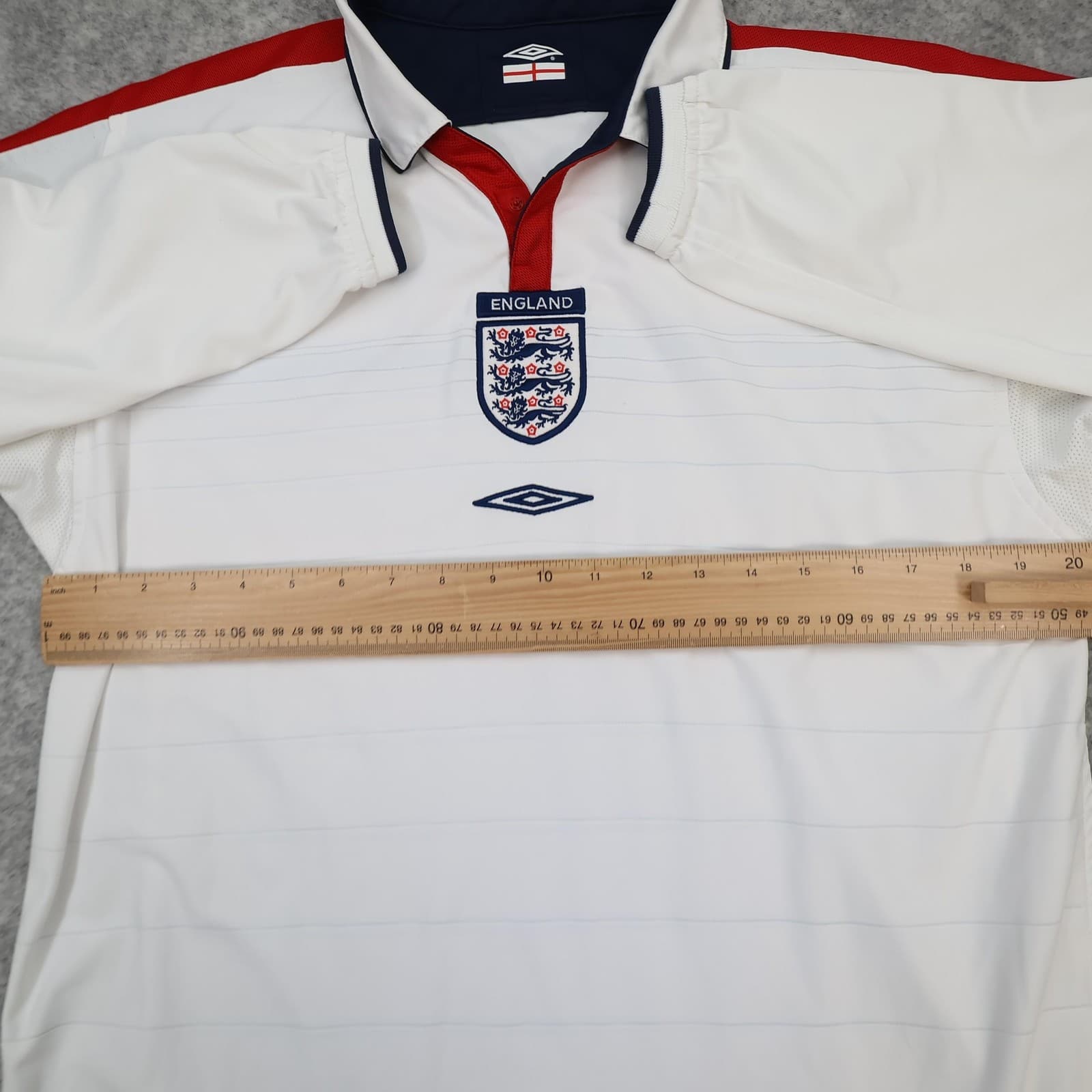 Vintage England Home Shirt Mens Large White Long Sleeve 2003 2005 Umbro Jersey photo 8