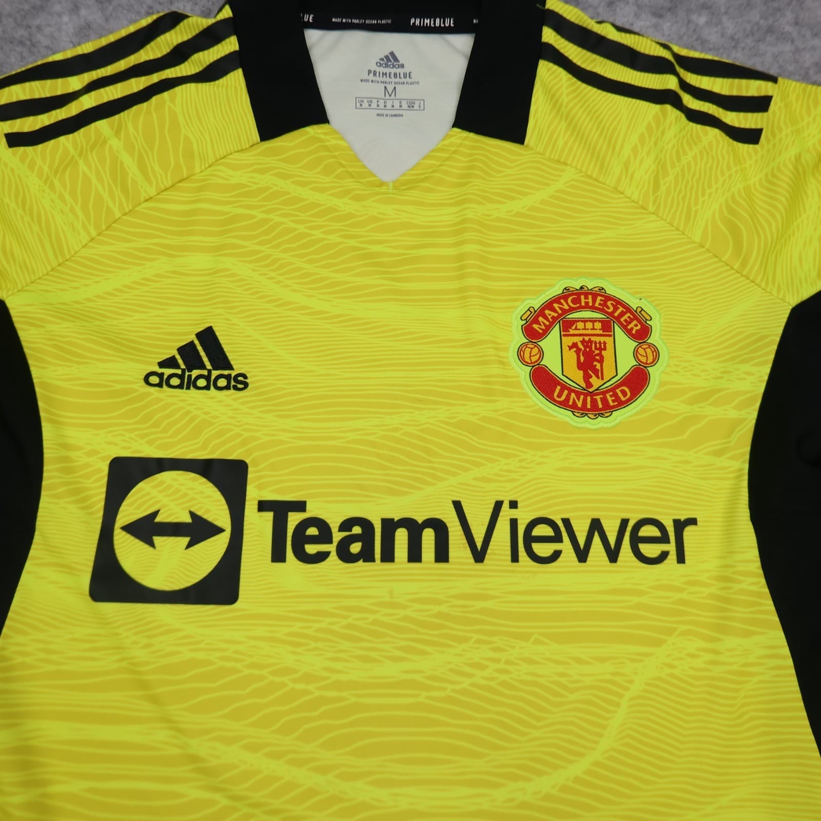 Manchester United Shirt Medium Yellow Goalkeeper Kit 2021 2022 Adidas Jersey photo 3