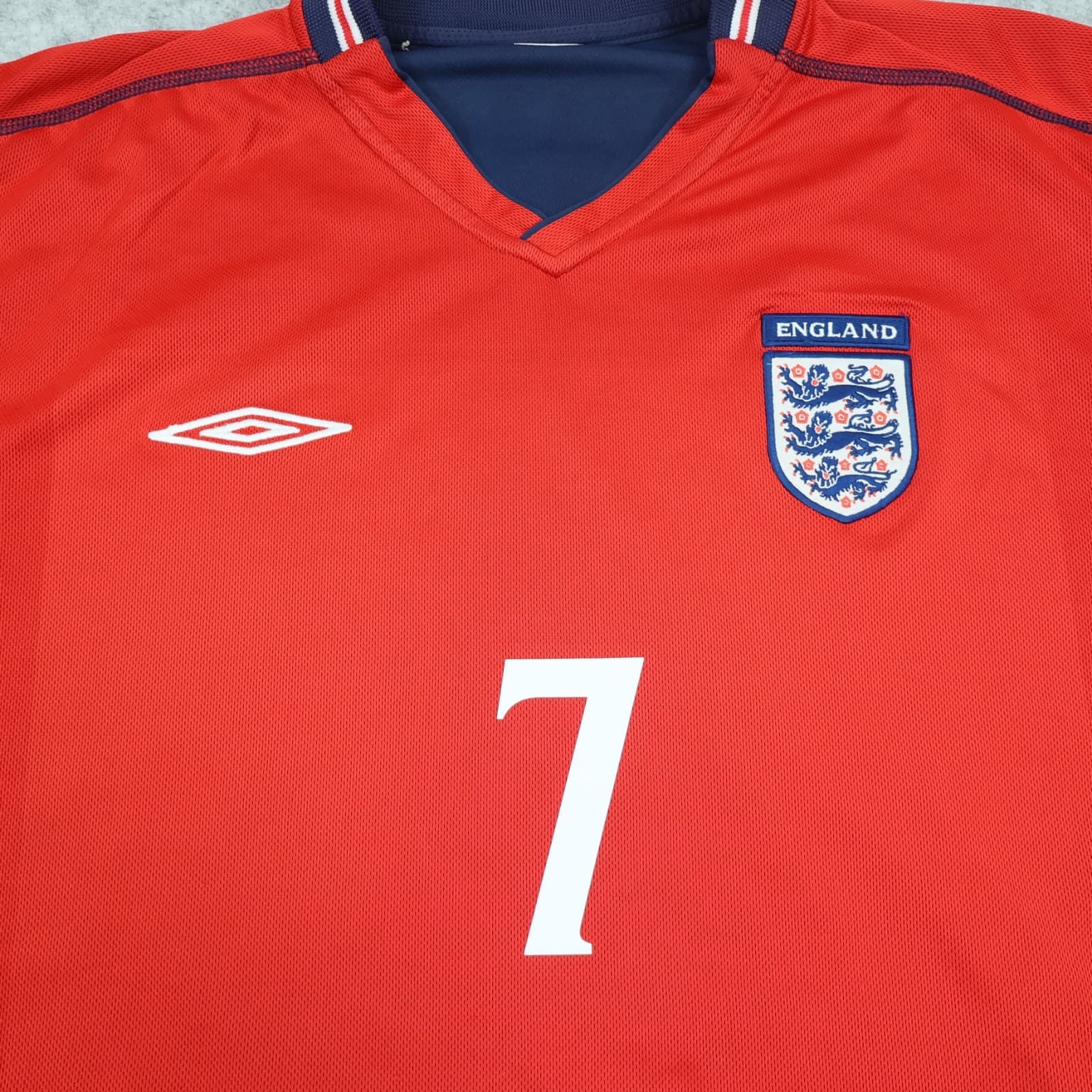 England Football Shirt Extra Large Red Away Kit 2002 2004 Jersey David Beckham 7 photo 4
