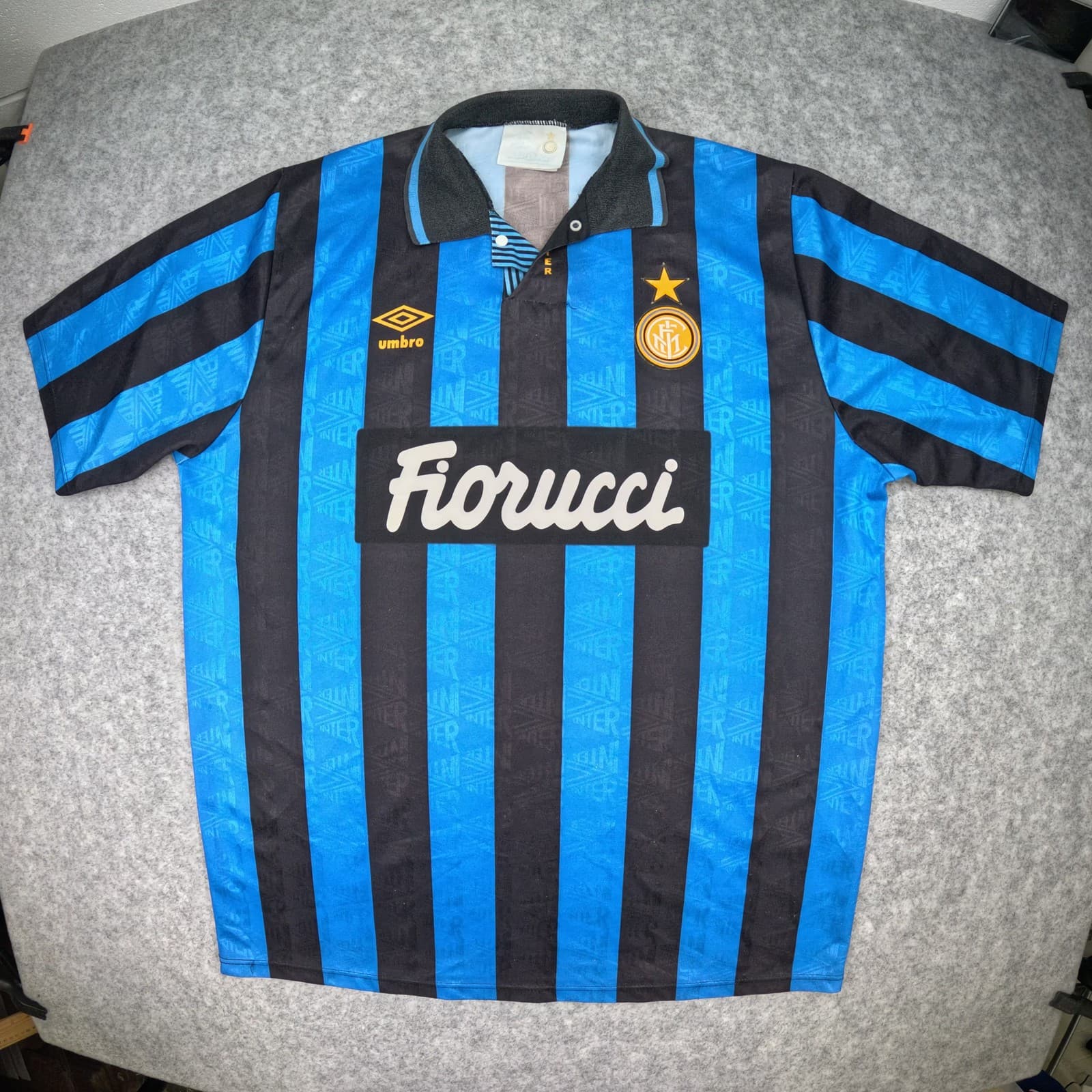 Inter Milan Football Shirt Large Blue 1992 1994 Home Umbro Soccer Jersey Vintage