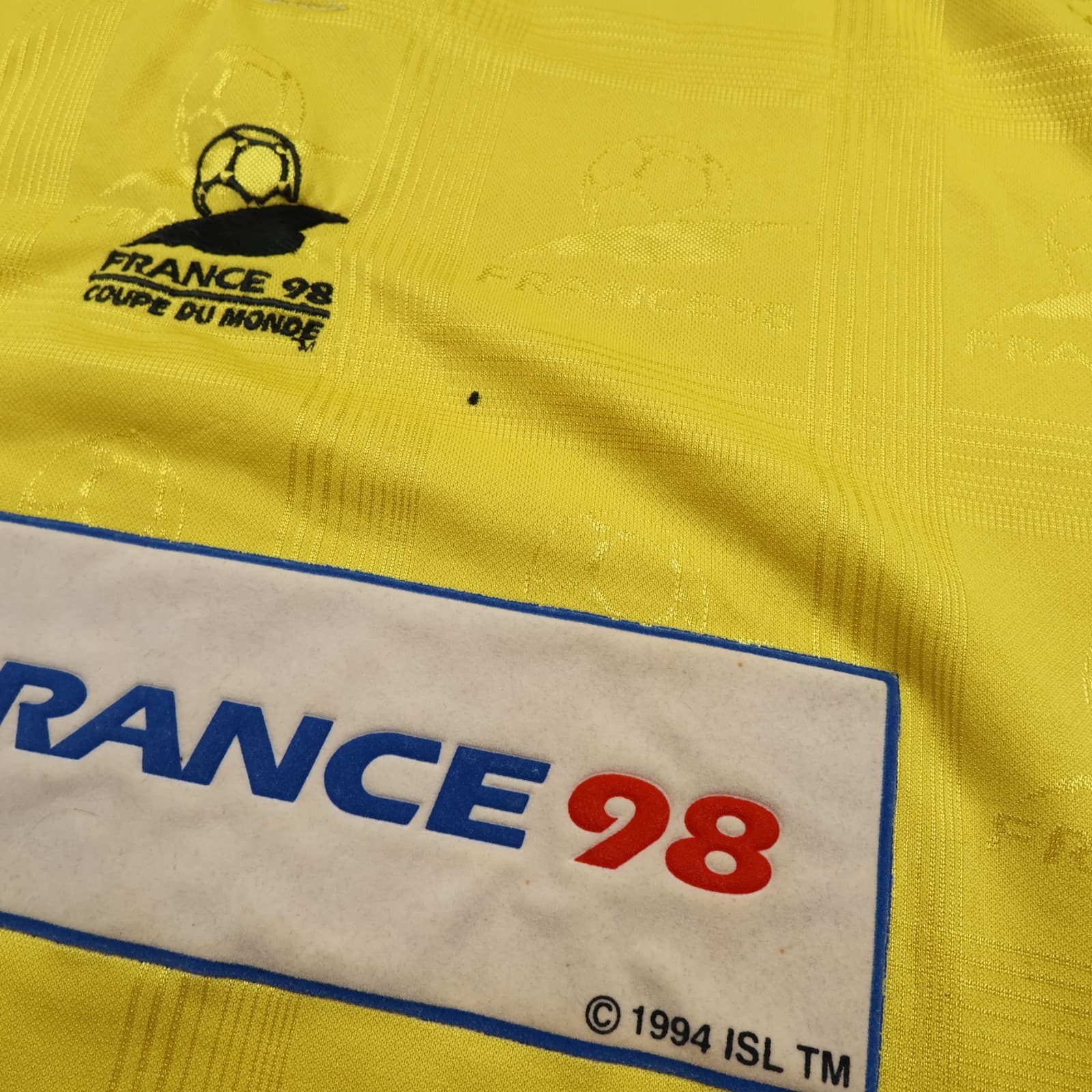Vintage France Football Shirt Large Yellow Cup 98 1998 90s Coupe Du Monde photo 5