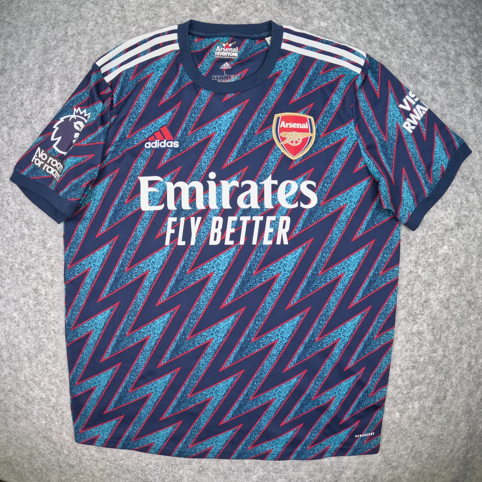 Arsenal Football Shirt Large Blue Third 2021 22 adidas Saka 7 Soccer Jersey photo 2