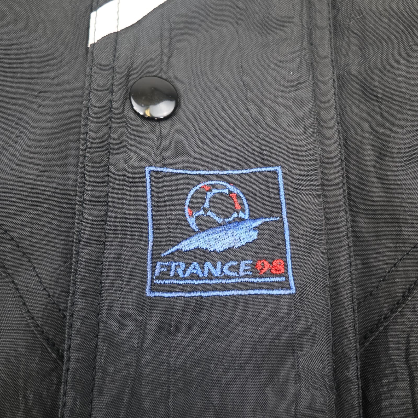 Vintage Football Jacket Extra Large Black 1998 Fifa World Cup Padded Official photo 4