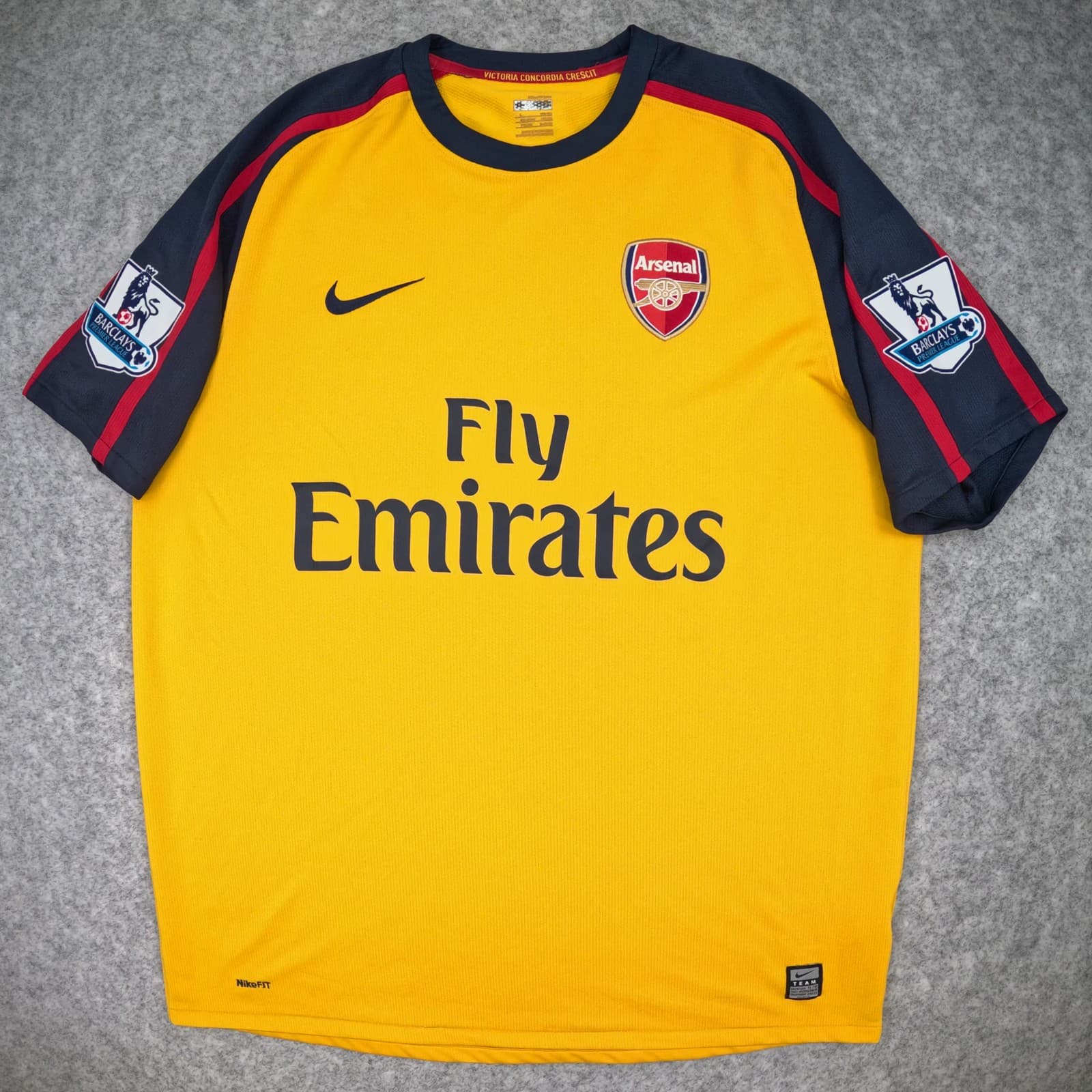 Arsenal Football Shirt Large Yellow Away 2008 2009 Nike Rosicky 7 Soccer Jersey photo 2