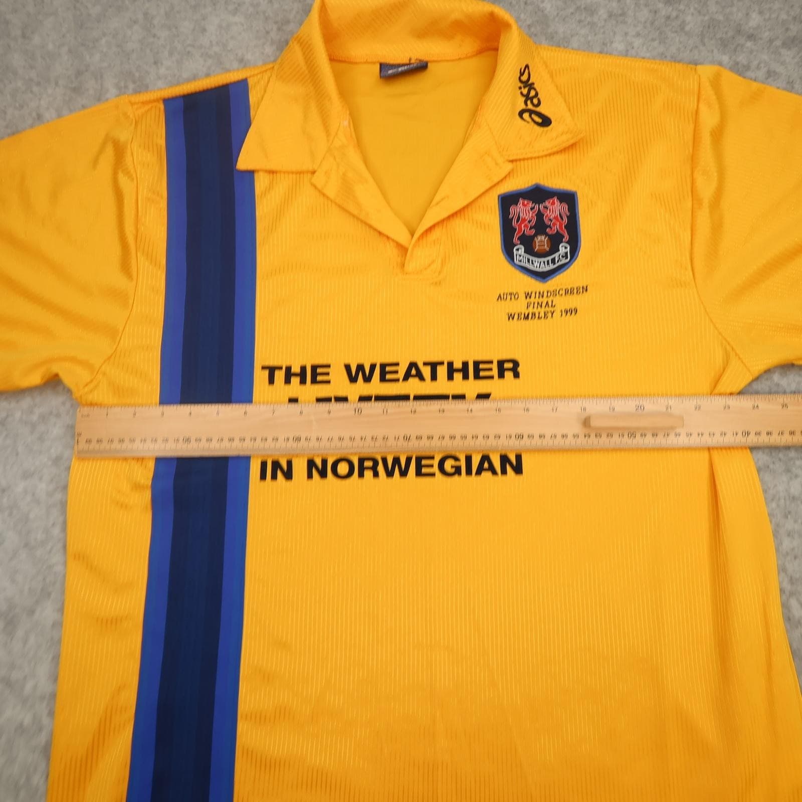 Vintage Millwall Away Shirt Mens 2XL Yellow Asics LIVETV Wembley 1998 1999 photo 11