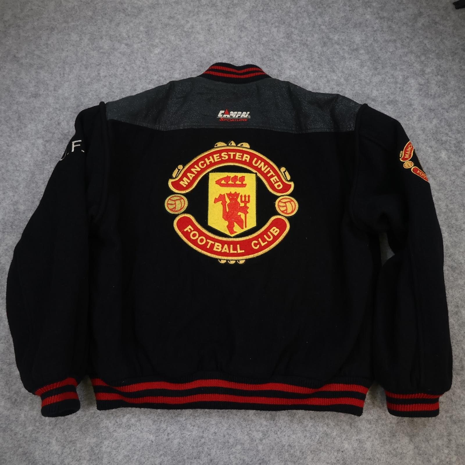 Vintage Manchester United Jacket Mens Medium Black 1990 1992 Campri Sportline photo 2