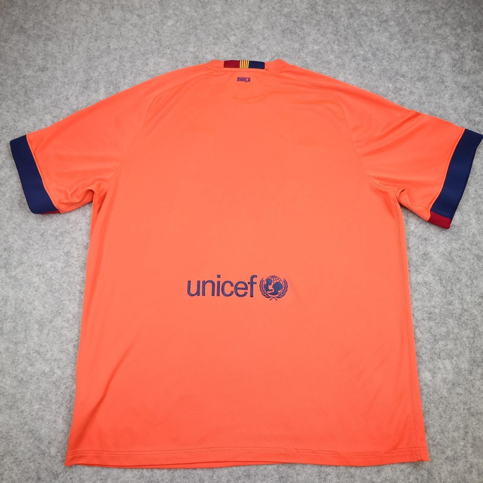 Barcelona Shirt Mens 2XL Orange Away 2014 2015 Football Nike Qatar Airways photo 2