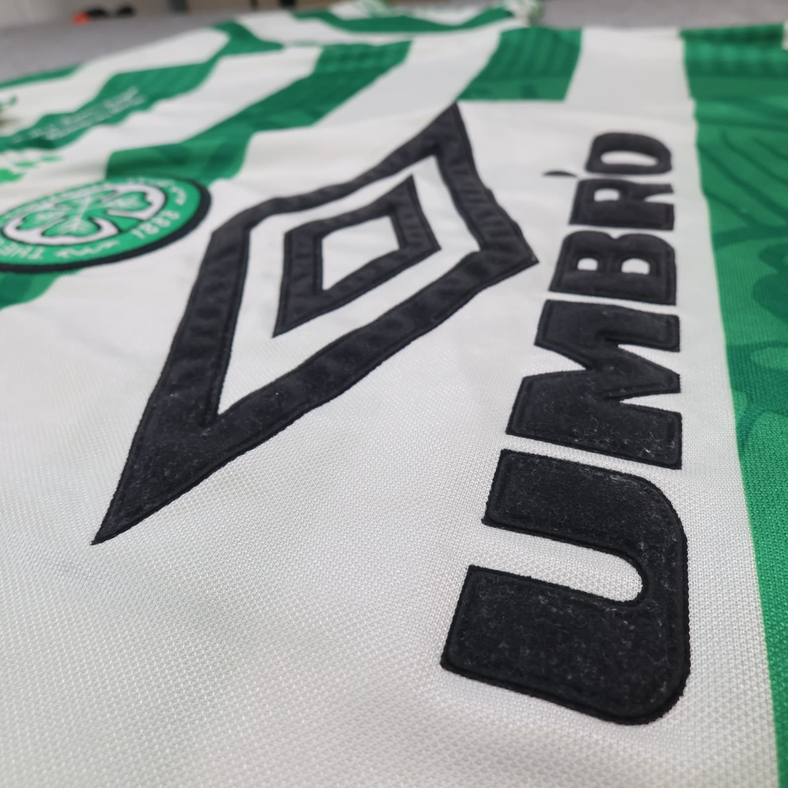 Celtic Football Shirt Extra Large Green Striped Home Kit 1997 1998 Umbro Jersey photo 8