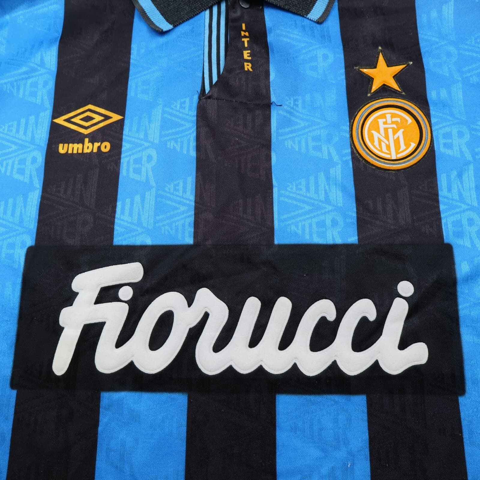 Vintage Inter Milan Shirt Large Blue Home Umbro Soccer Jersey 1992 1993 1994 90s photo 3