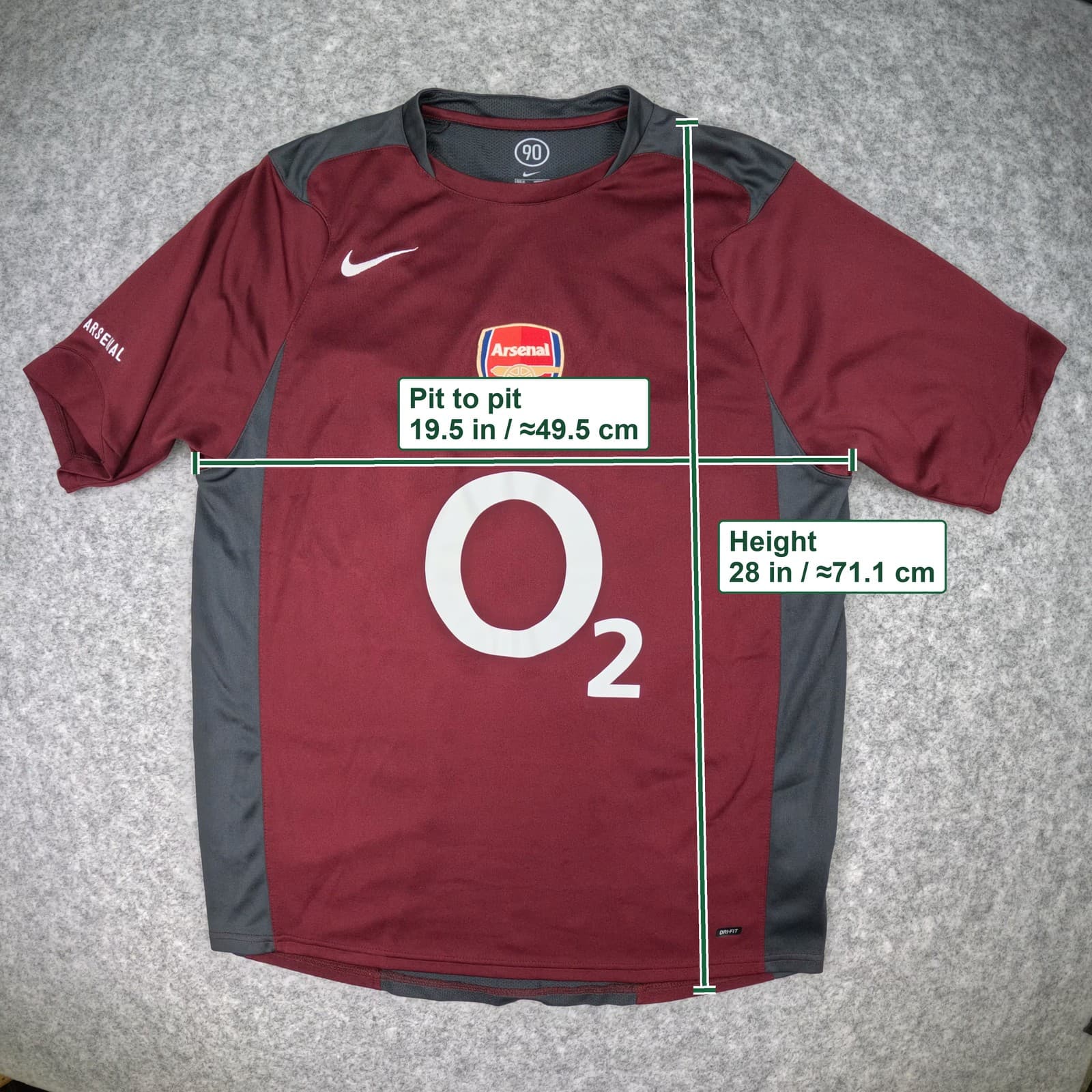 Arsenal Football Training Shirt Medium Red 2005-06 Nike Short Sleeve Jersey photo 3