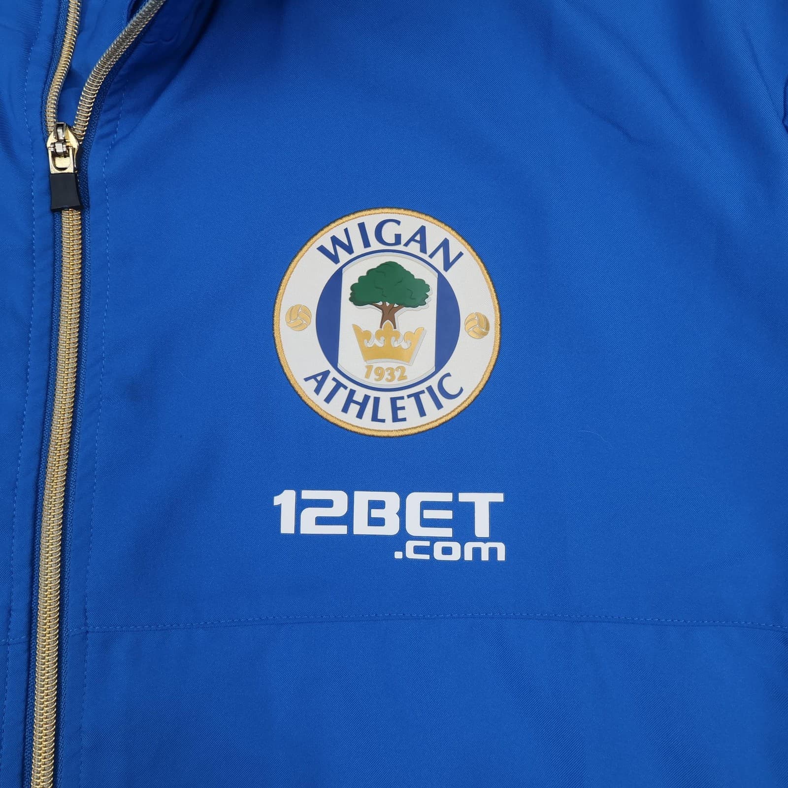 Wigan Athletic Jacket Mens Large Blue Football Zipped Training Top Tracksuit photo 3