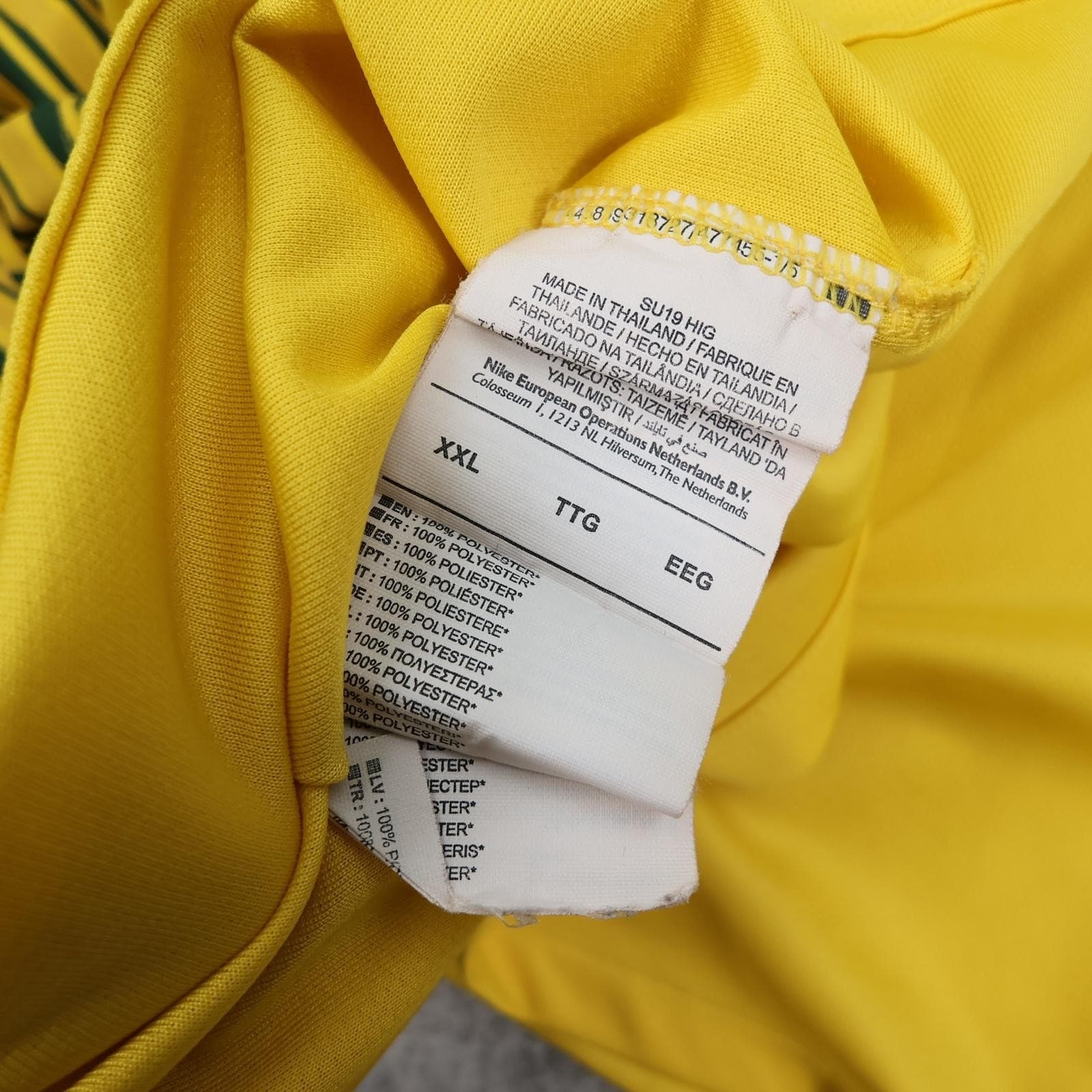 South Africa Home Shirt Mens 2XL Yellow 2018 Football Nike Dri Fit Soccer Jersey photo 12