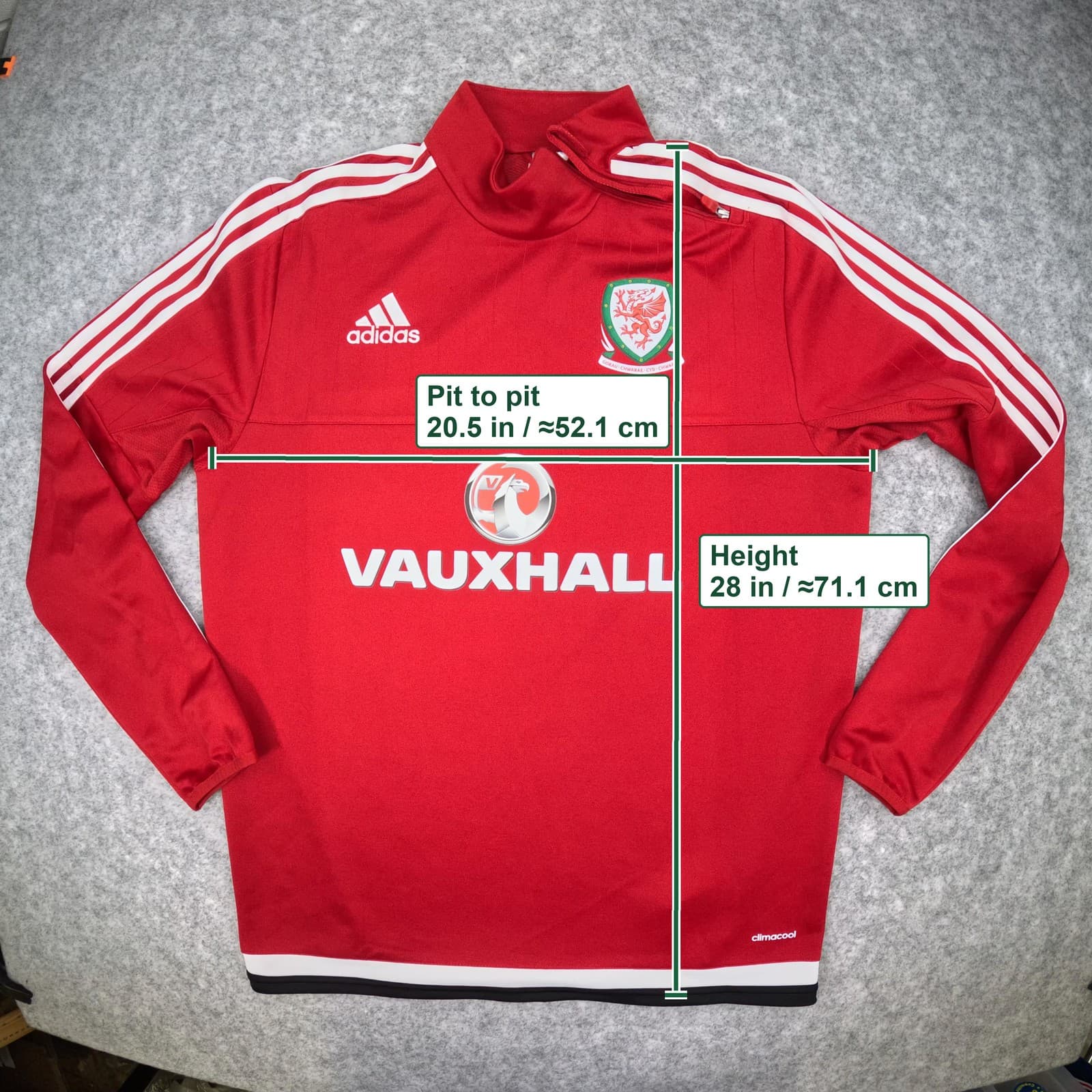 Wales Training Top Medium Red adidas 2015 2016 Half Zip Football Pullover photo 4