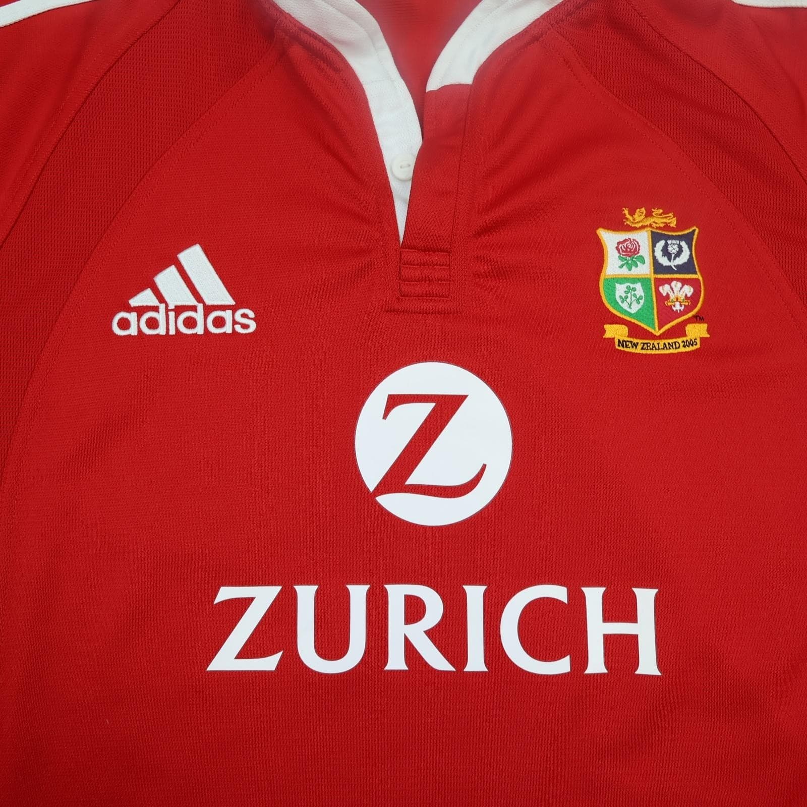 Vintage British Lions Rugby Shirt Mens XL Red Rugby Union Adidas Zurich 2005 photo 3