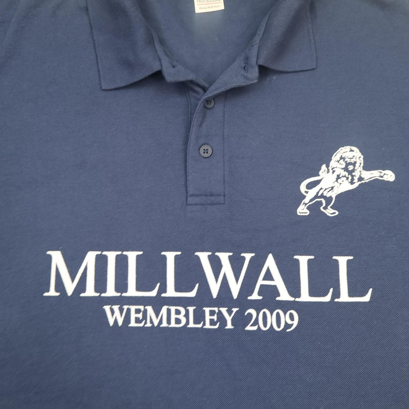 Millwall Shirt Mens 3XL Blue Wembley 2009 Football Fruit Of The Loom Polo photo 3