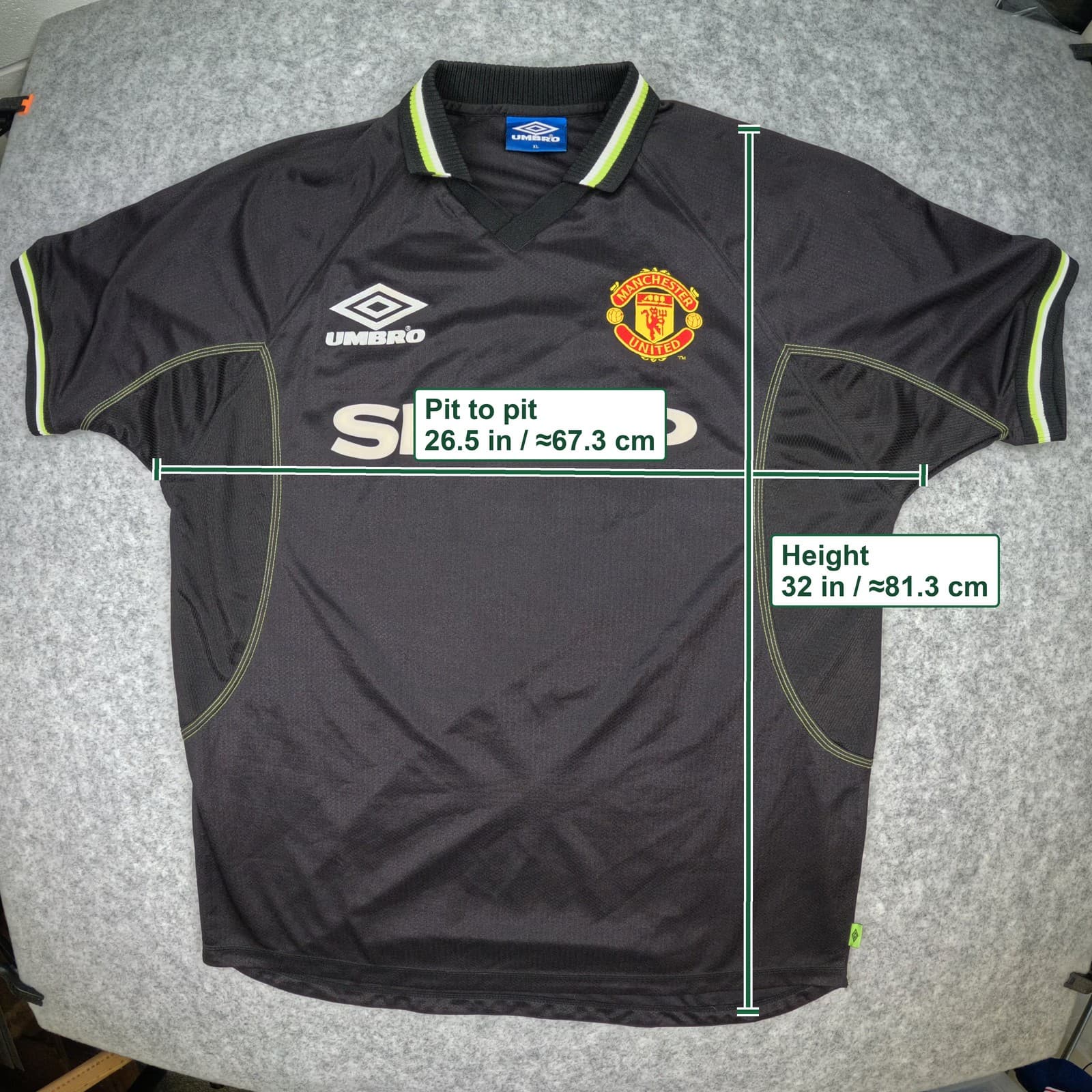 Manchester United Football Shirt Extra Large Black 1998 1999 Umbro Scholes 18 photo 5
